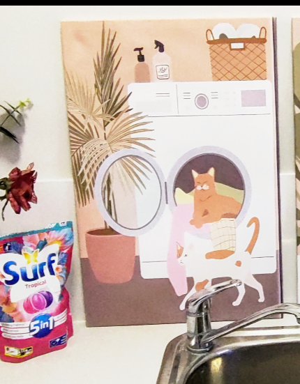 Agnes and Edith Laundry Room Cats Print