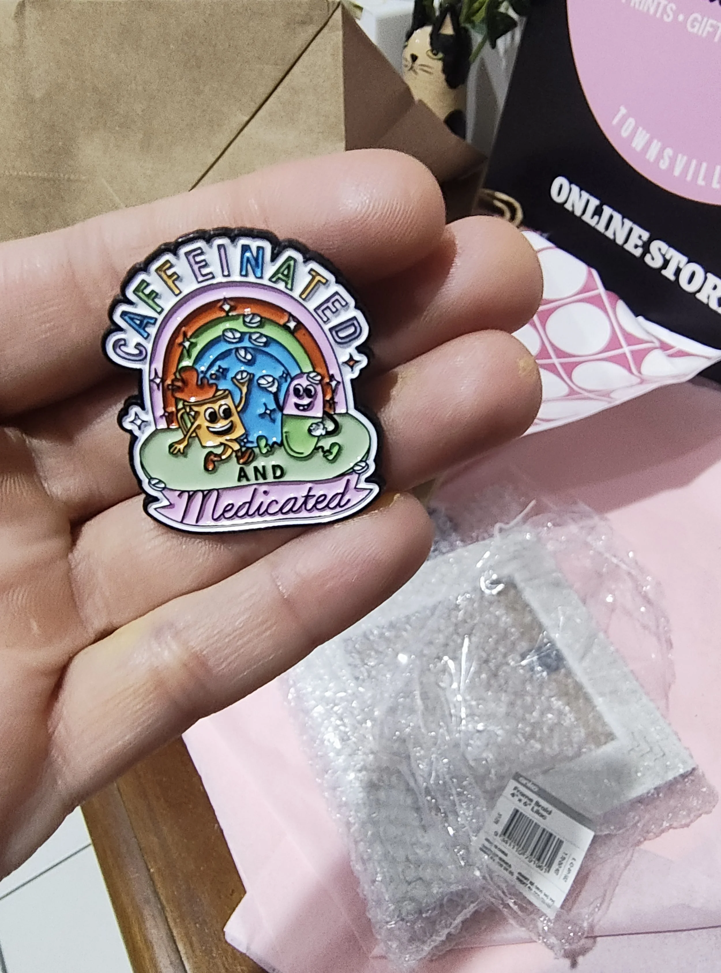 Caffeinated AND Medicated Pin