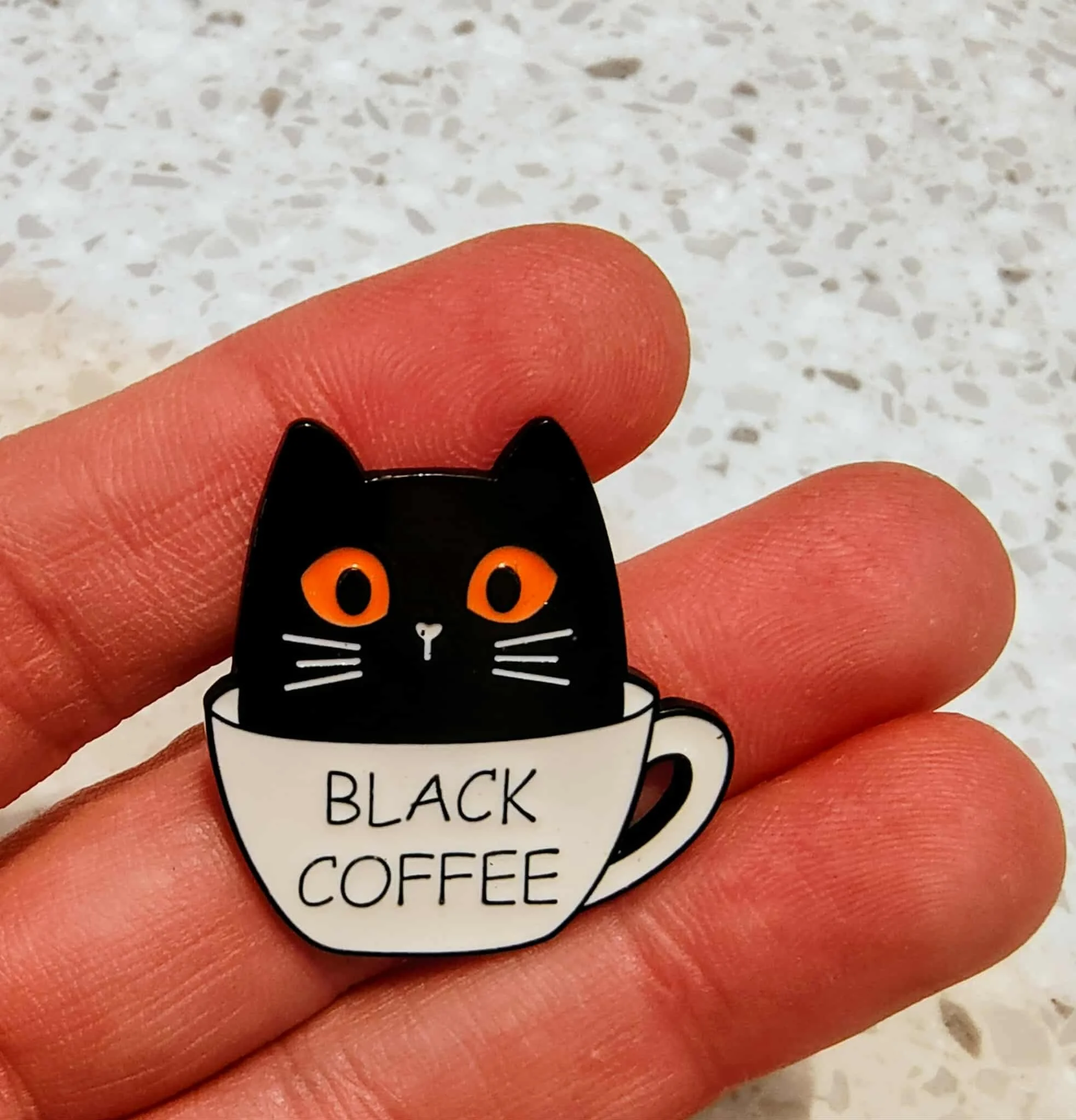 Black Coffee Cat Pin