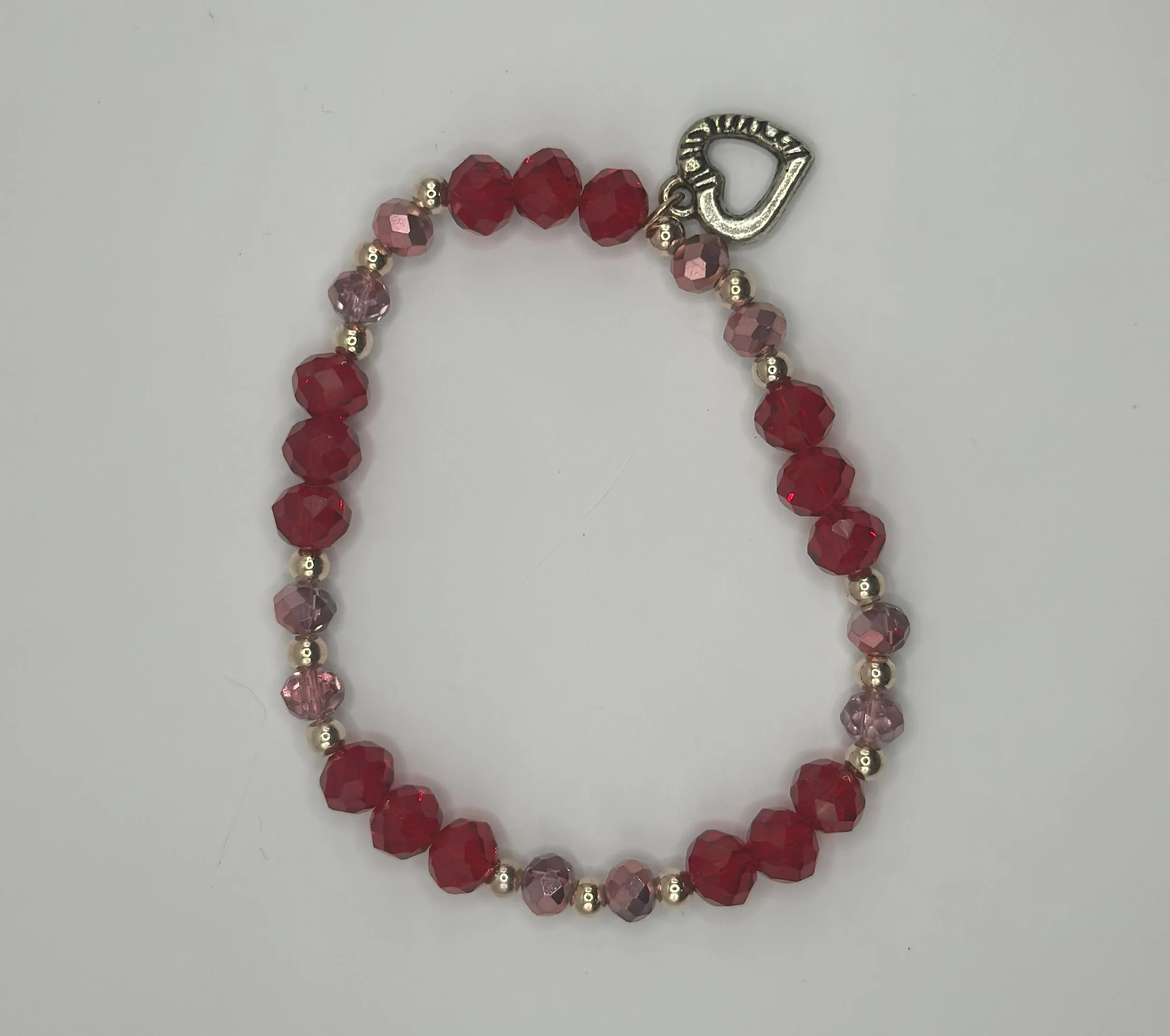 Elastic stretch bracelet - Red faceted glass