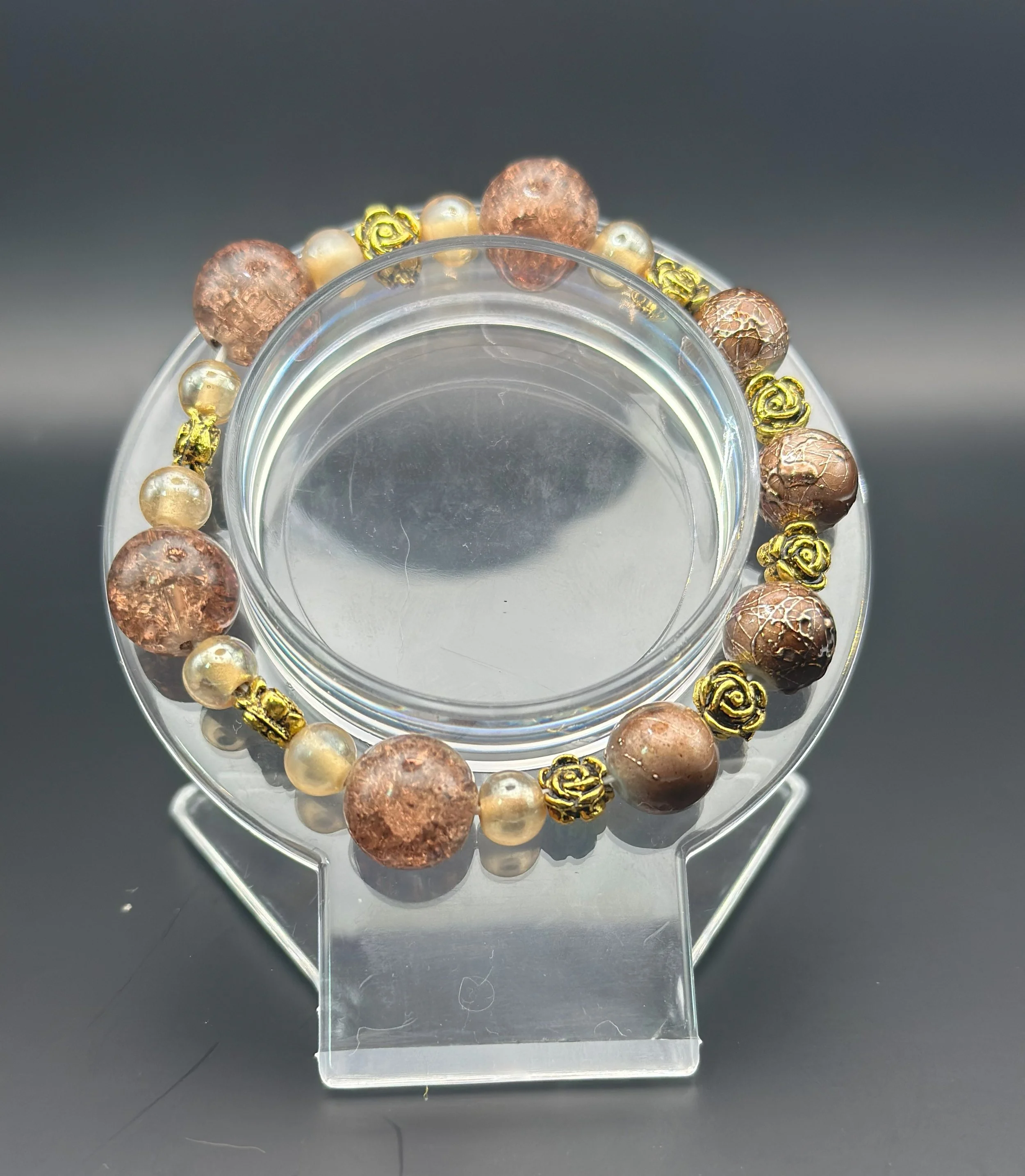 Elastic stretch bracelet - Brown glass bead
