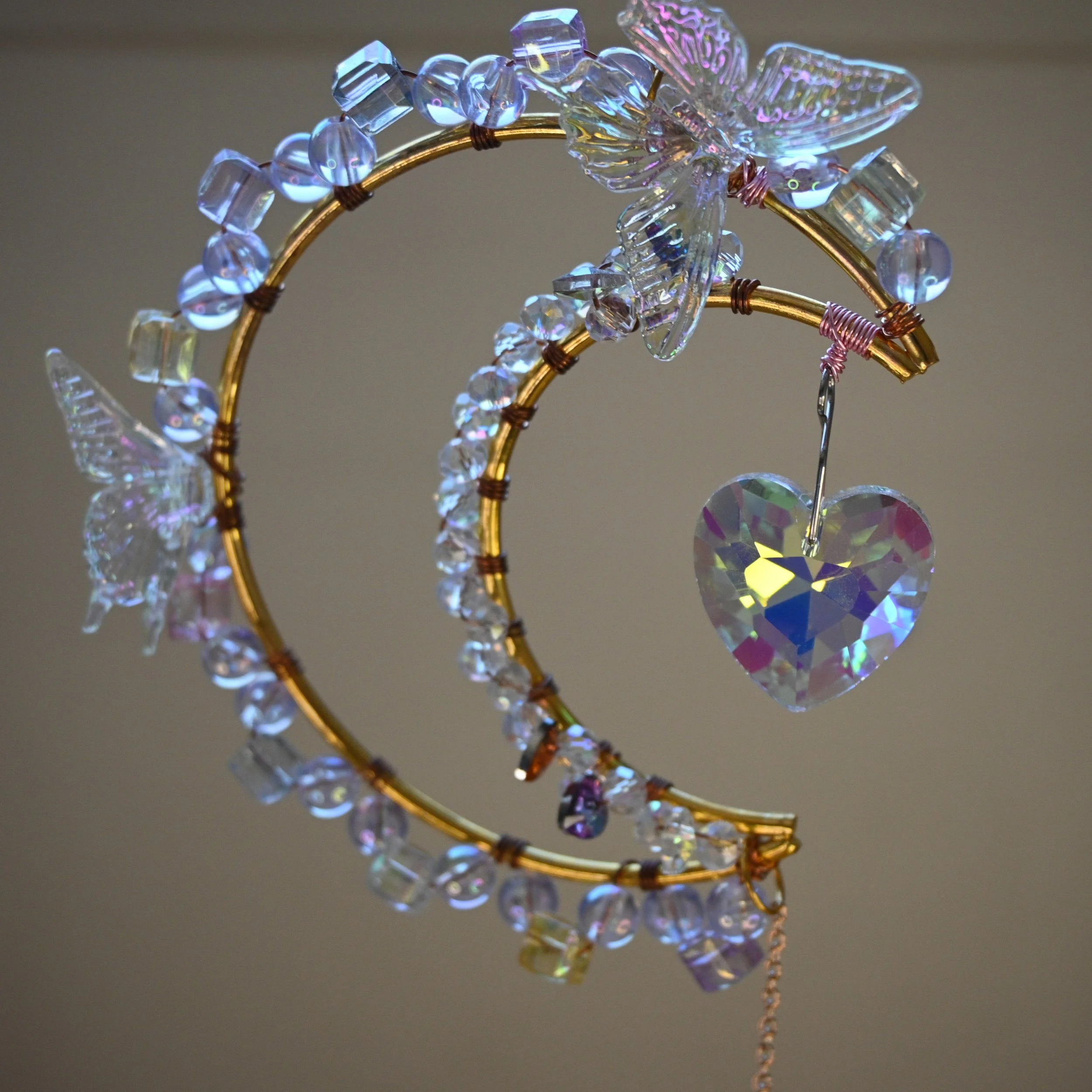 Shimmering Crescent Moon Crystal Decor