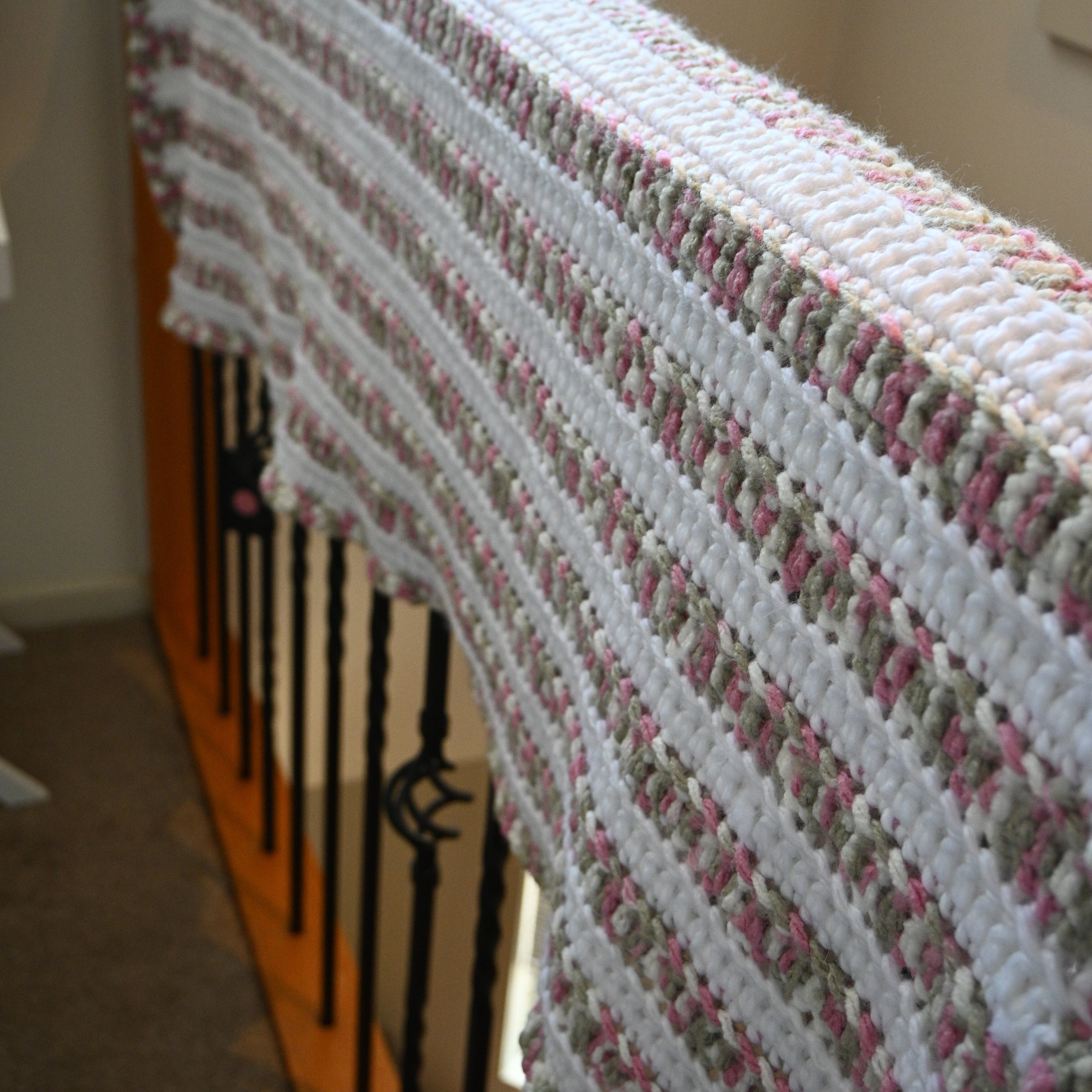 Handmade Crochet Striped Throw