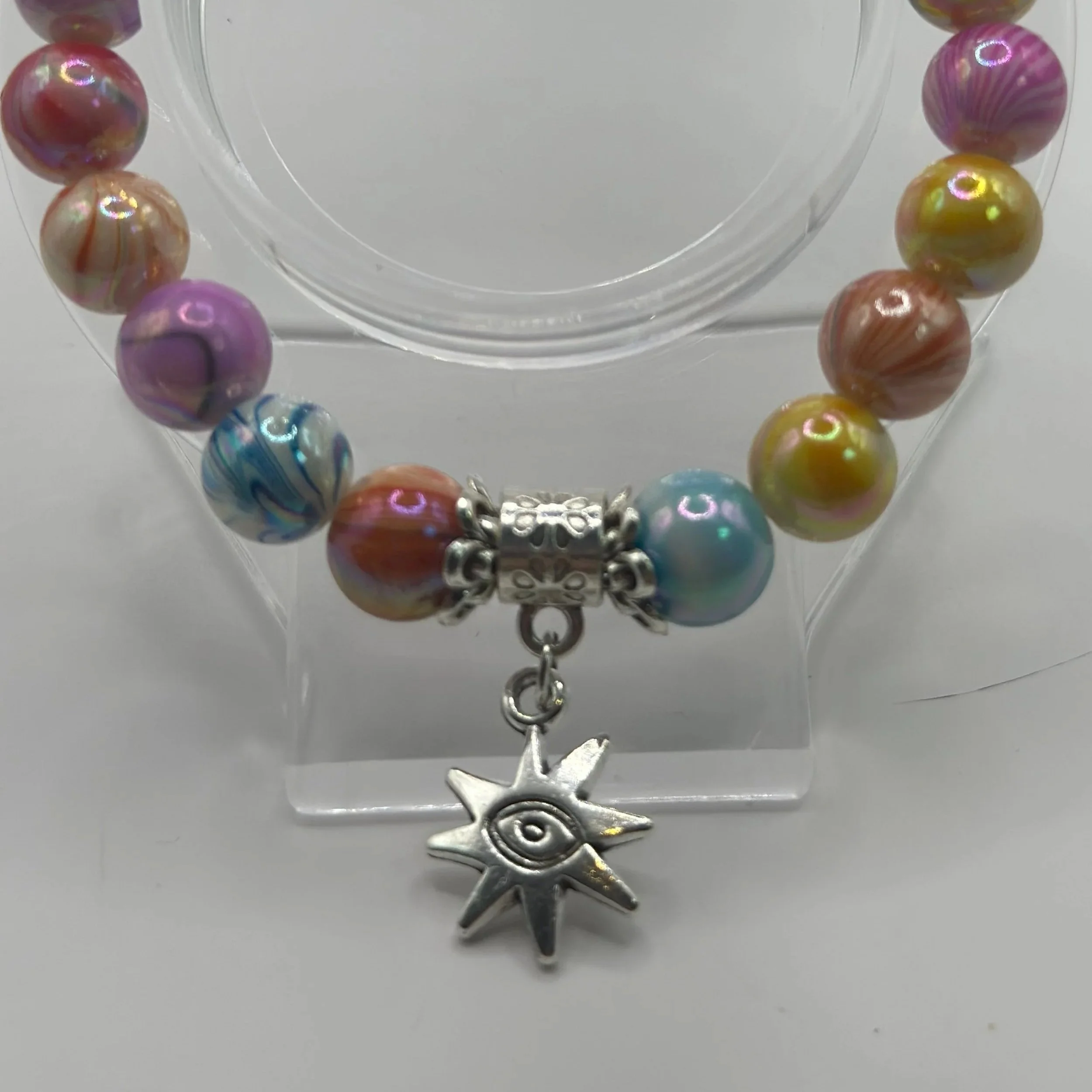 Elastic stretch bracelet - Rainbow glass