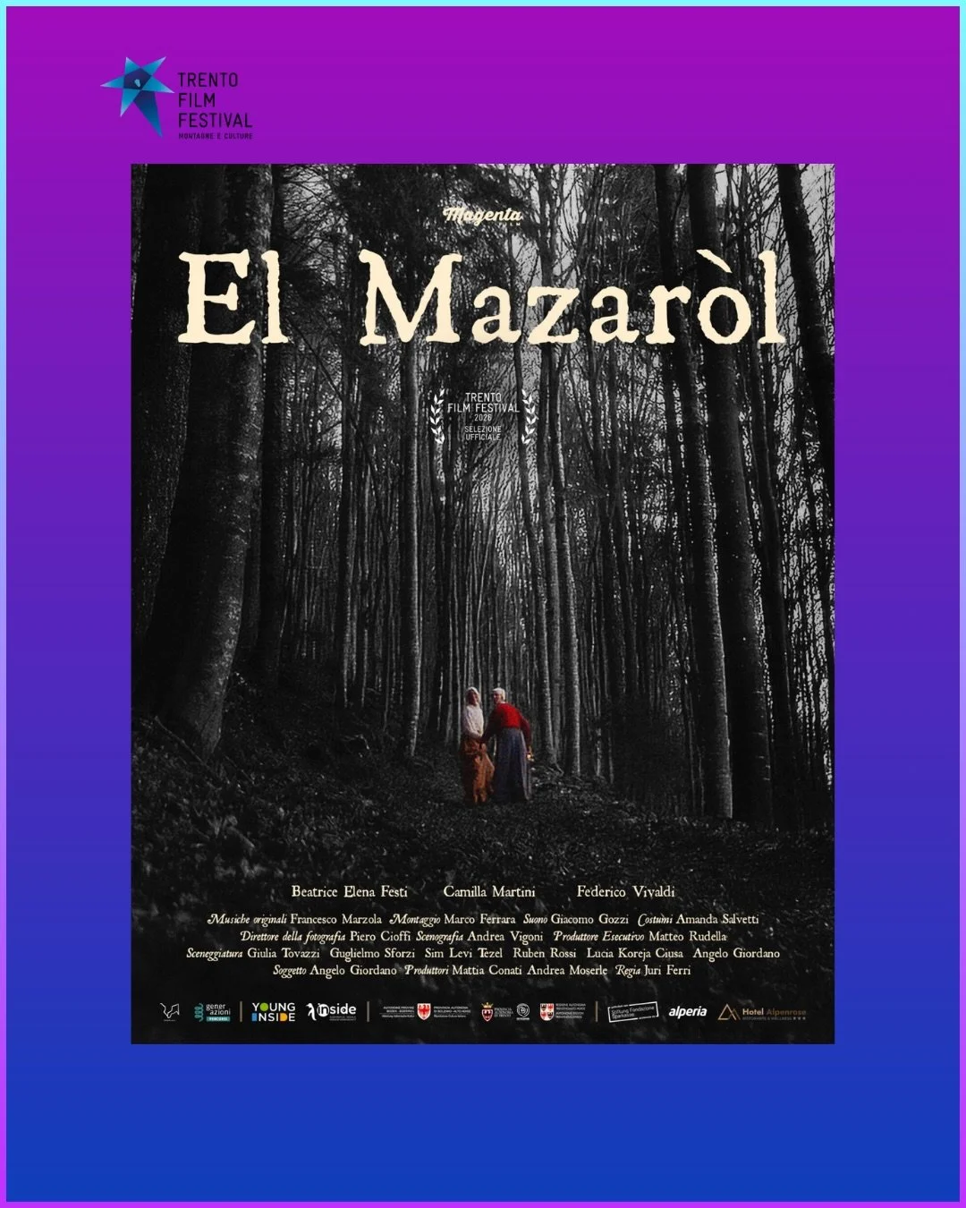 Associati ACT presenti al Trento Film Festival 2026 🎬

EL MAZAROL
Nel Trentino rurale dei primi del &rsquo;900, la vita di una coppia viene sconvolta dall&rsquo;arrivo di una giovane donna segnata da violenze, che sostiene di essere stata vittima de