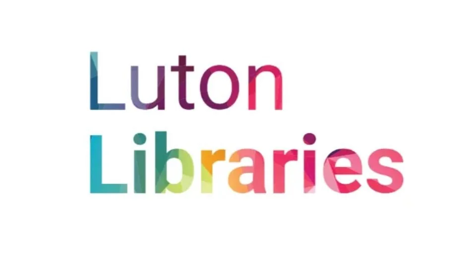 Colorful text reading 'Luton Libraries' on a white background.