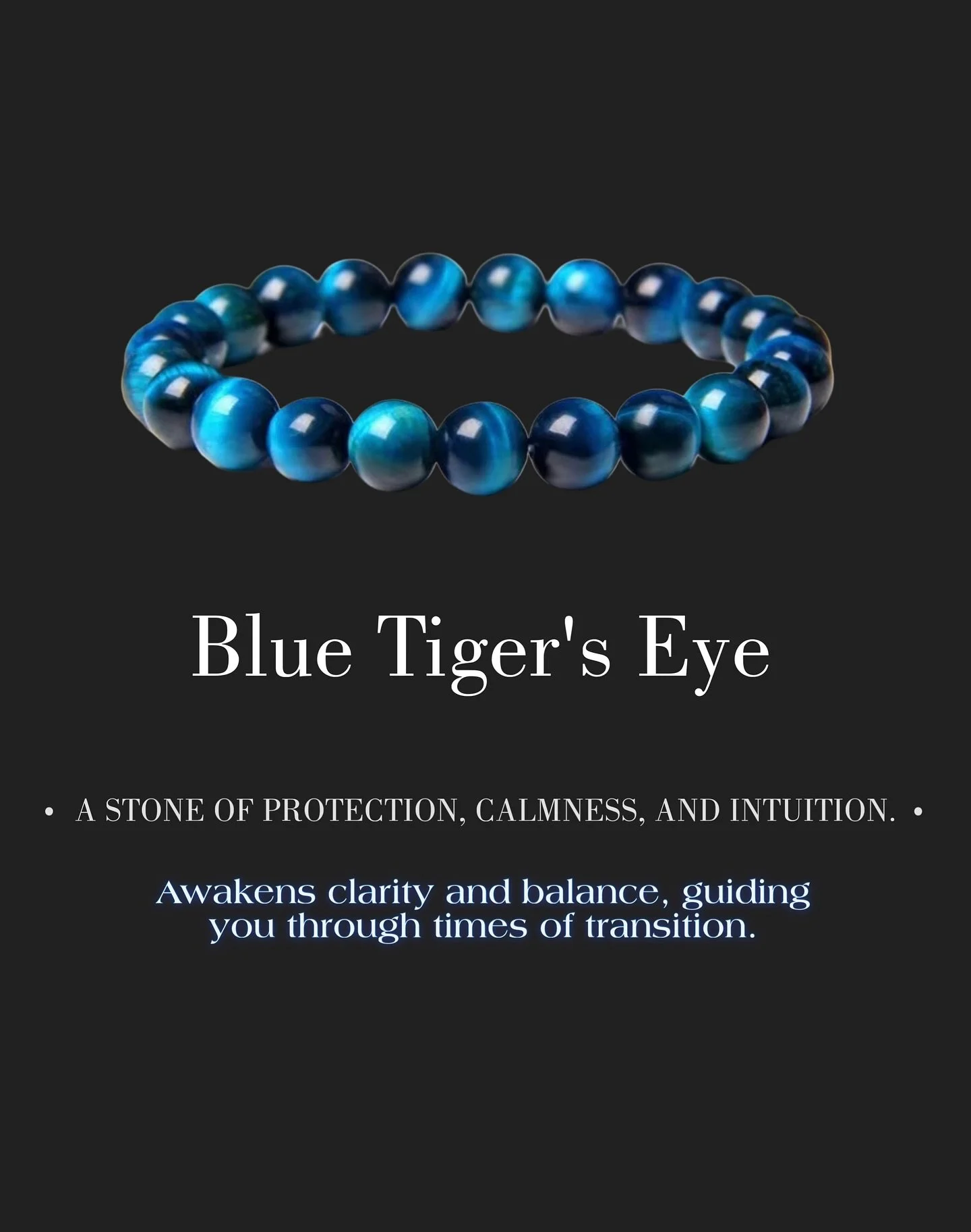 Blue Tiger&rsquo;s Eye Bracelet ✨ Link in bio, shop now.
A STONE OF PROTECTION, CALMNESS, AND INTUITION.

#smallbusiness #divinemessenger #onlineshop #shoponline #brand #brandproduct #fashion #stylish #outfitidea #crystals #crystalbracelets #tigereye