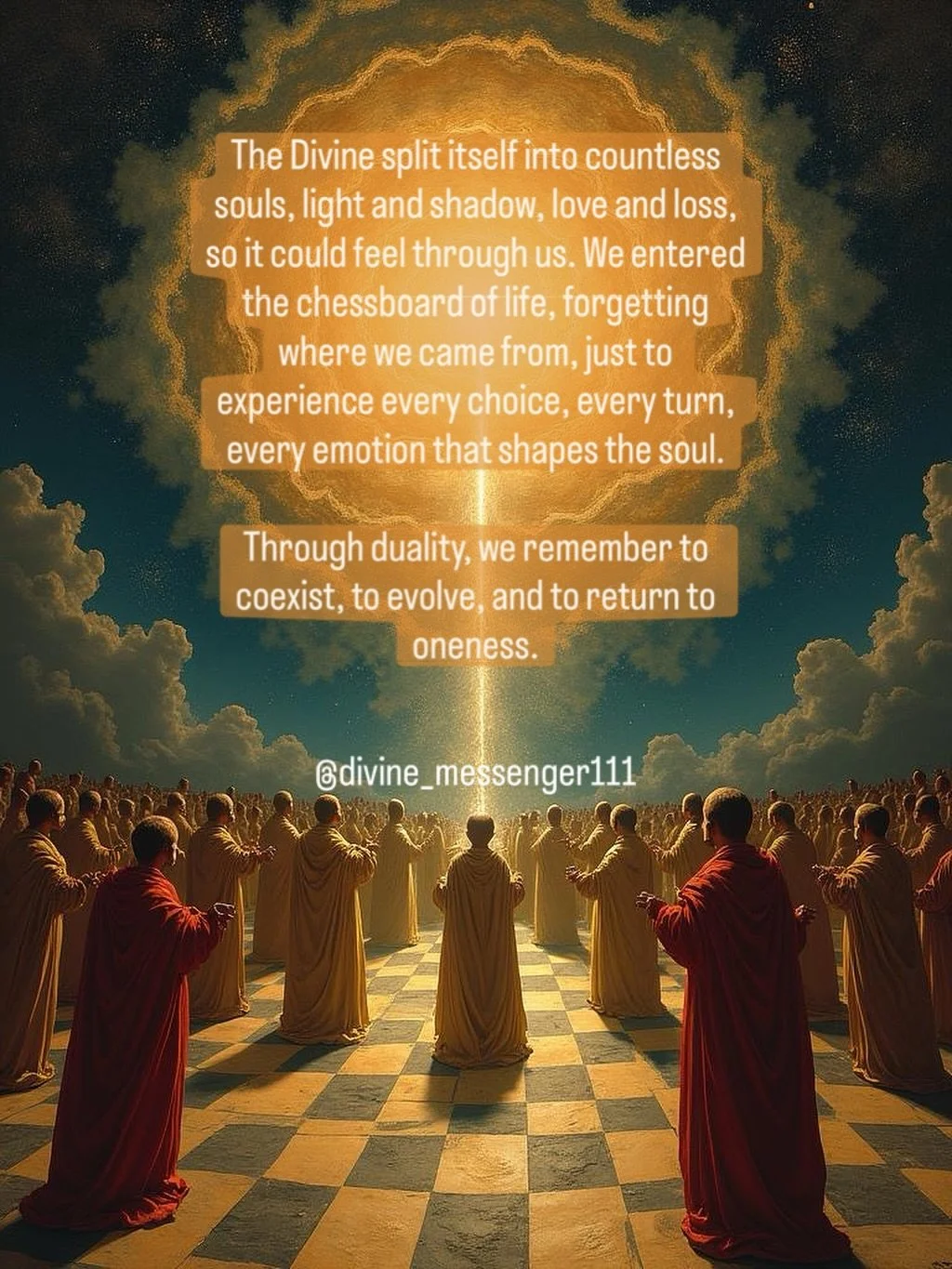 Chessboard of life #divine #divineguidance #wisdom #inspiration #duality #oneness #evolution #originalwriting #divinemessenger111 #humanexperience #spiritualjourney
