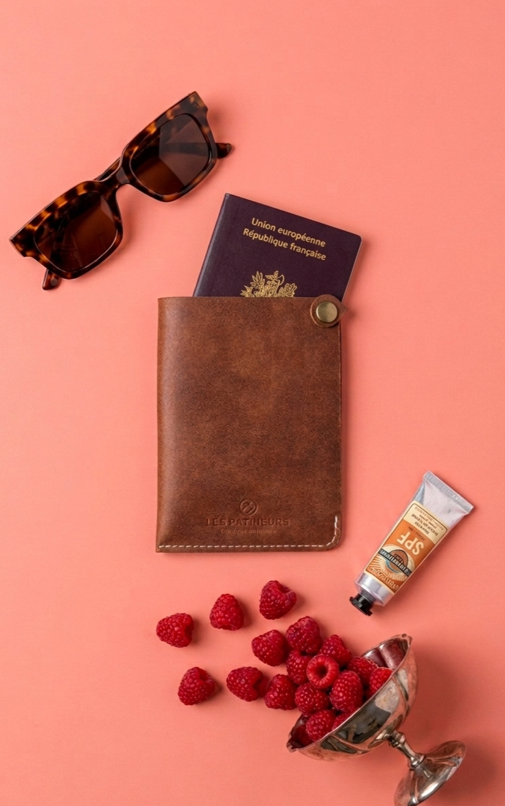 Protège passeport personnalisé en cuir