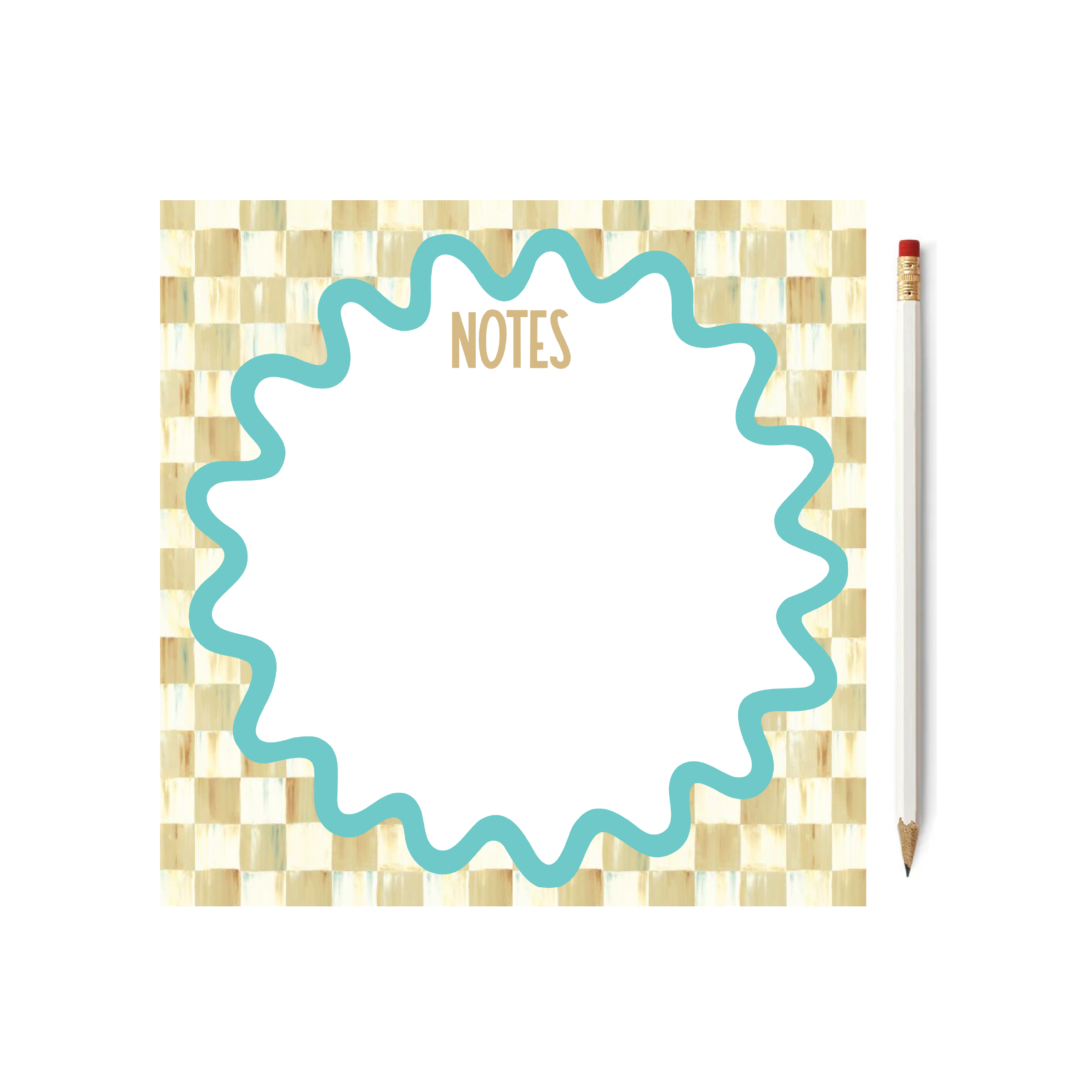 Tan Check Square Notepad