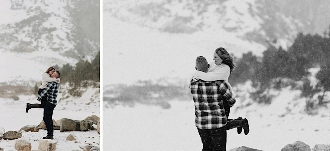 St. Mary's Glacier Hike, St. Mary's Glacier Snowy Engagement Photos, Berthod Pass Engagement Photos, Winter Park Colorado Engagement Photos, Hiking Engagement Session, Winter Park Photographer, Estes Park Photographer, Winter Park Wedding, Winter Pa