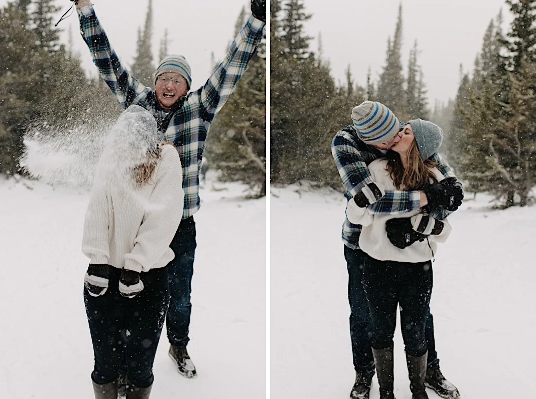 St. Mary's Glacier Hike, St. Mary's Glacier Snowy Engagement Photos, Berthod Pass Engagement Photos, Winter Park Colorado Engagement Photos, Hiking Engagement Session, Winter Park Photographer, Estes Park Photographer, Winter Park Wedding, Winter Pa