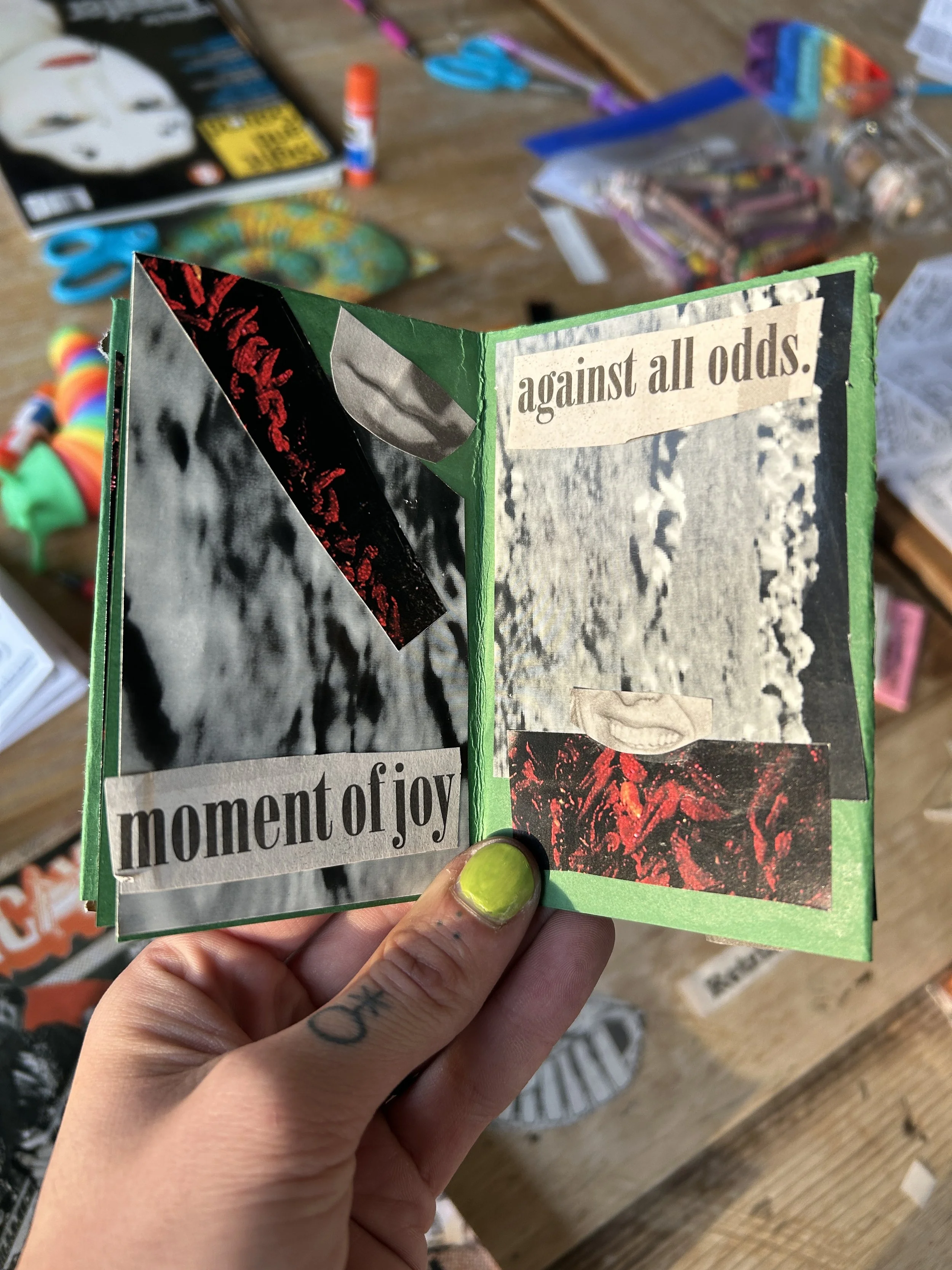 Zine made during Neurodivergent-friendly special interest zinemaking workshop, 2025