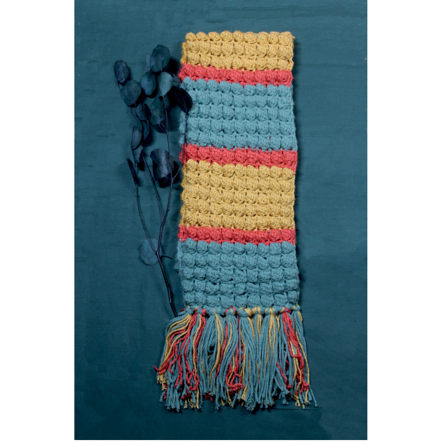 Handmade Crochet Yellow Striped Scarf