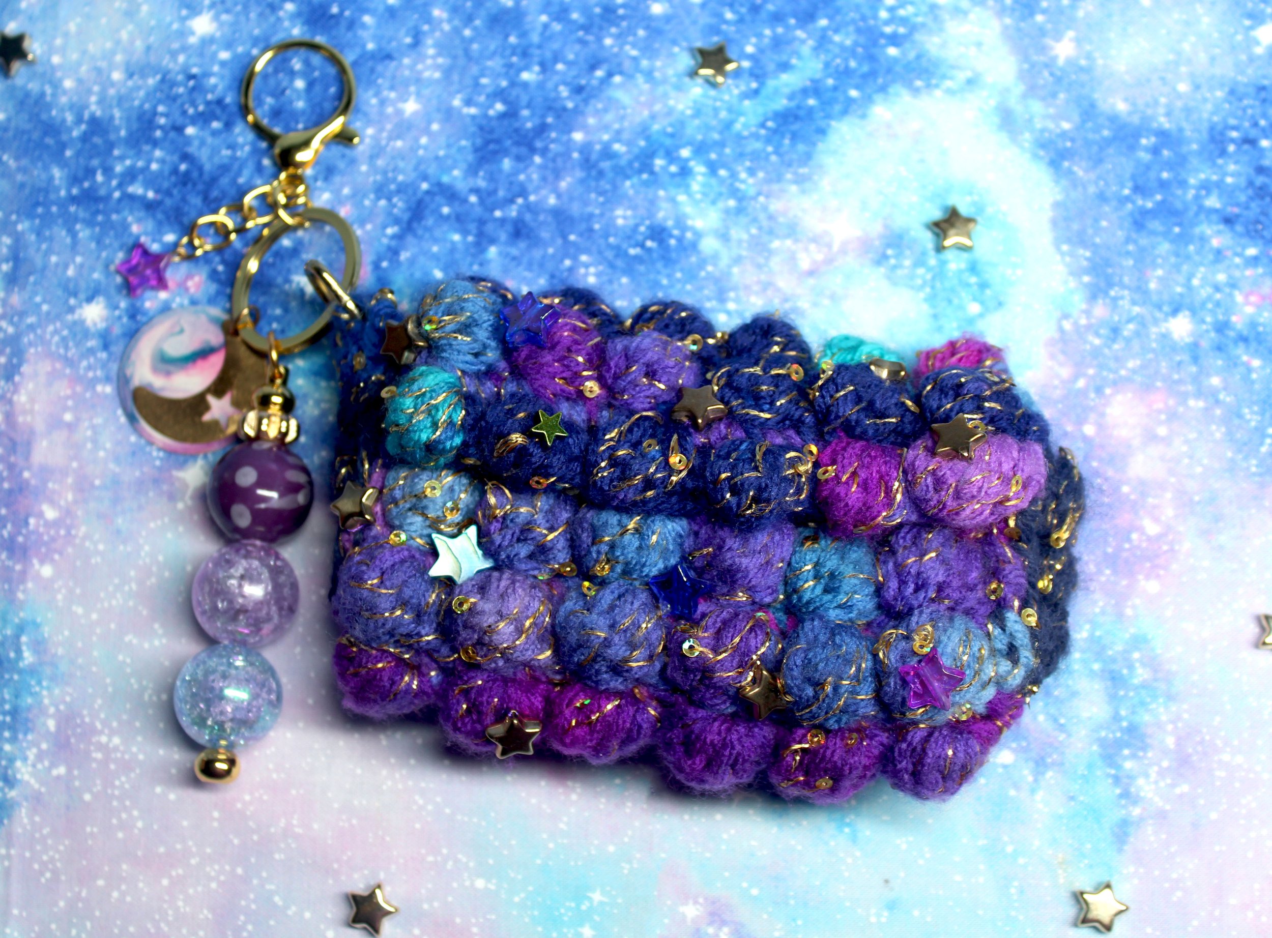 Blue Mini Card Clutch + Keychain