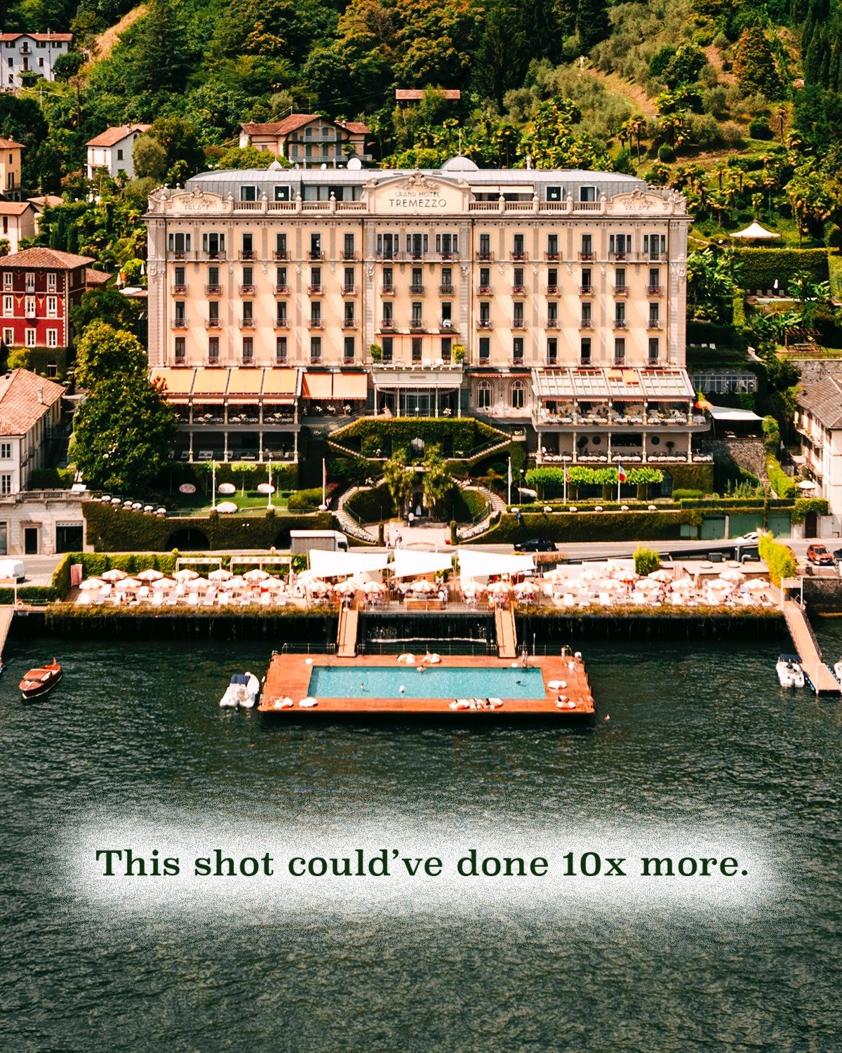 Hotels already have beautiful visuals.
But most of them are buried in feeds or stuck in someone&rsquo;s iPhone.

This drone shot could&rsquo;ve driven 6+ conversion moments.

That&rsquo;s the difference between content and strategy.
We build systems 