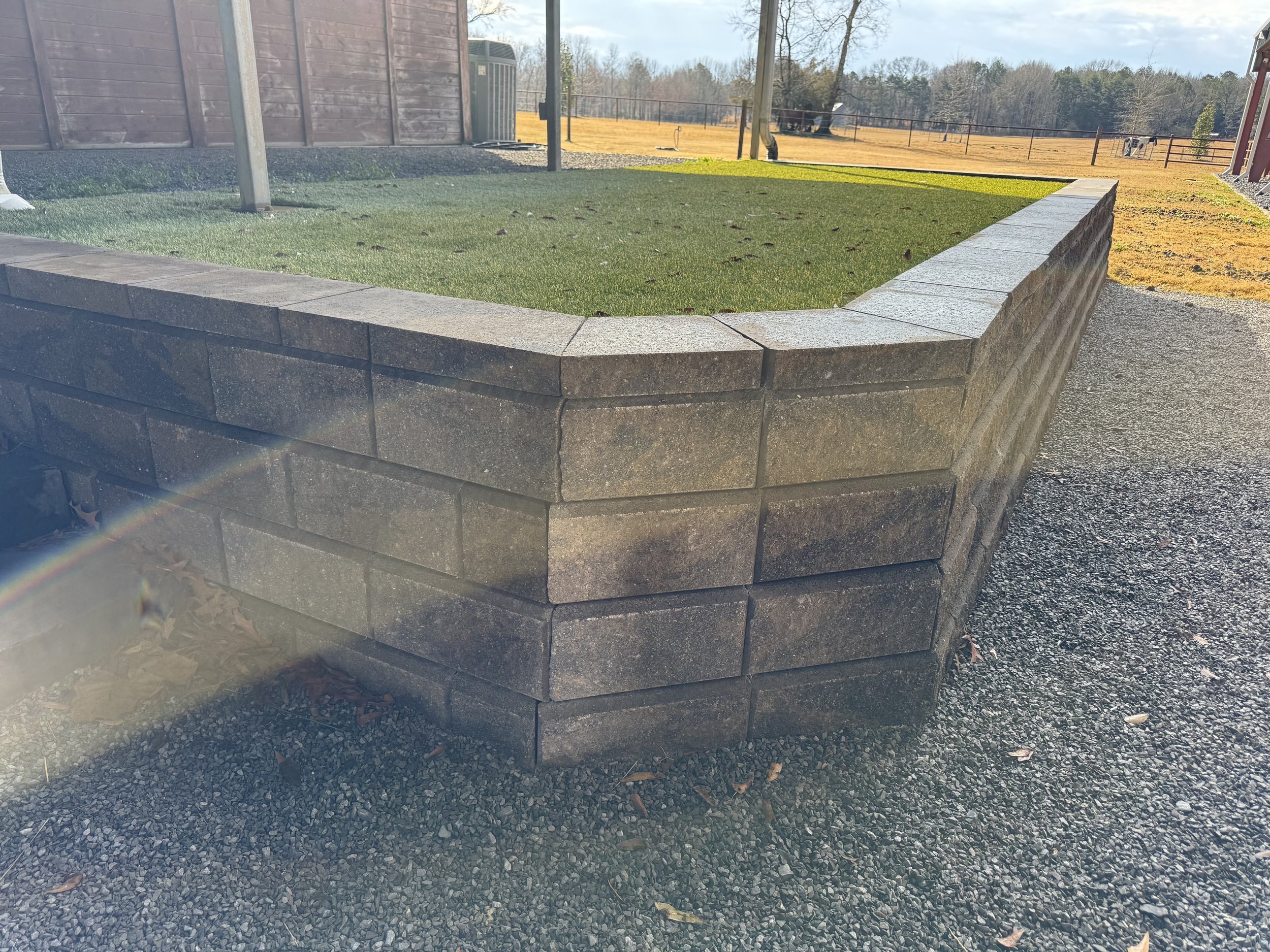 Allen Block wall with synthetic grass