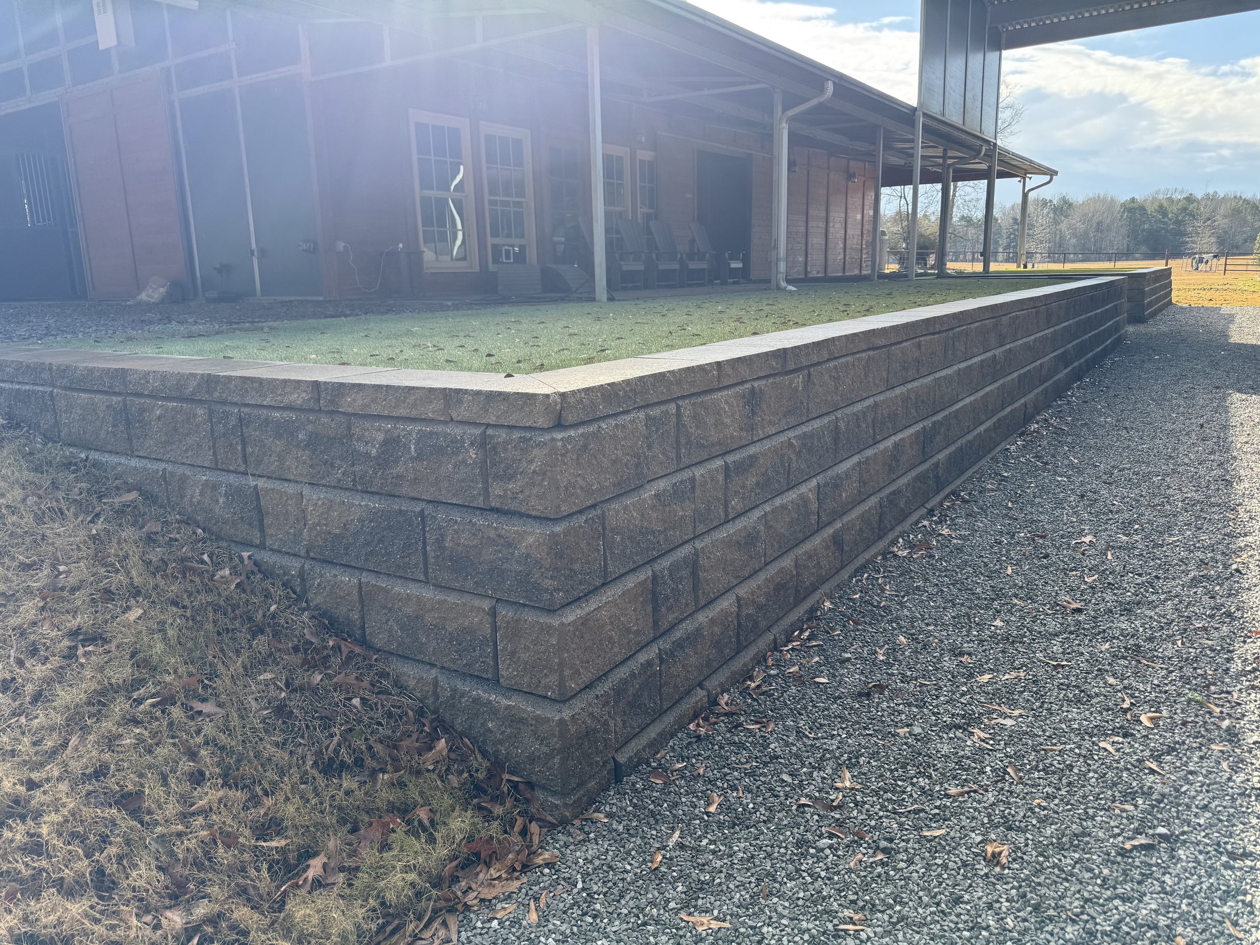 Allen Block wall with synthetic grass