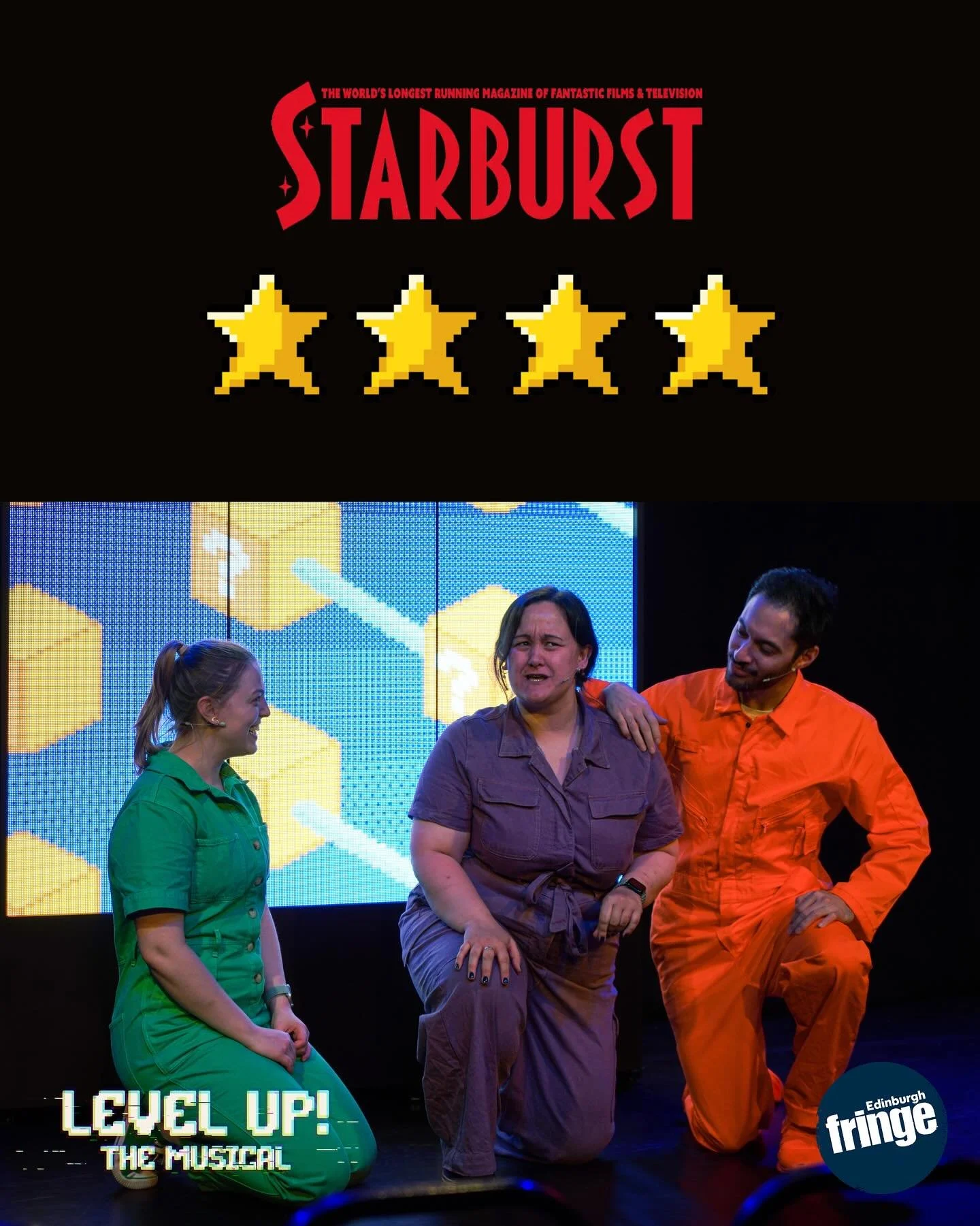 Thank you to @starburst_mag for our lovely review. FOUR STARS! Alexa, play rainbow road from the Mario Kart soundtrack. 

🎈Level Up! Runs Wednesday 30 July &ndash; 25th August (not 11th) 2025 @ 14:00. Big Yin Stage @ Gilded Balloon.

Photos by @jess