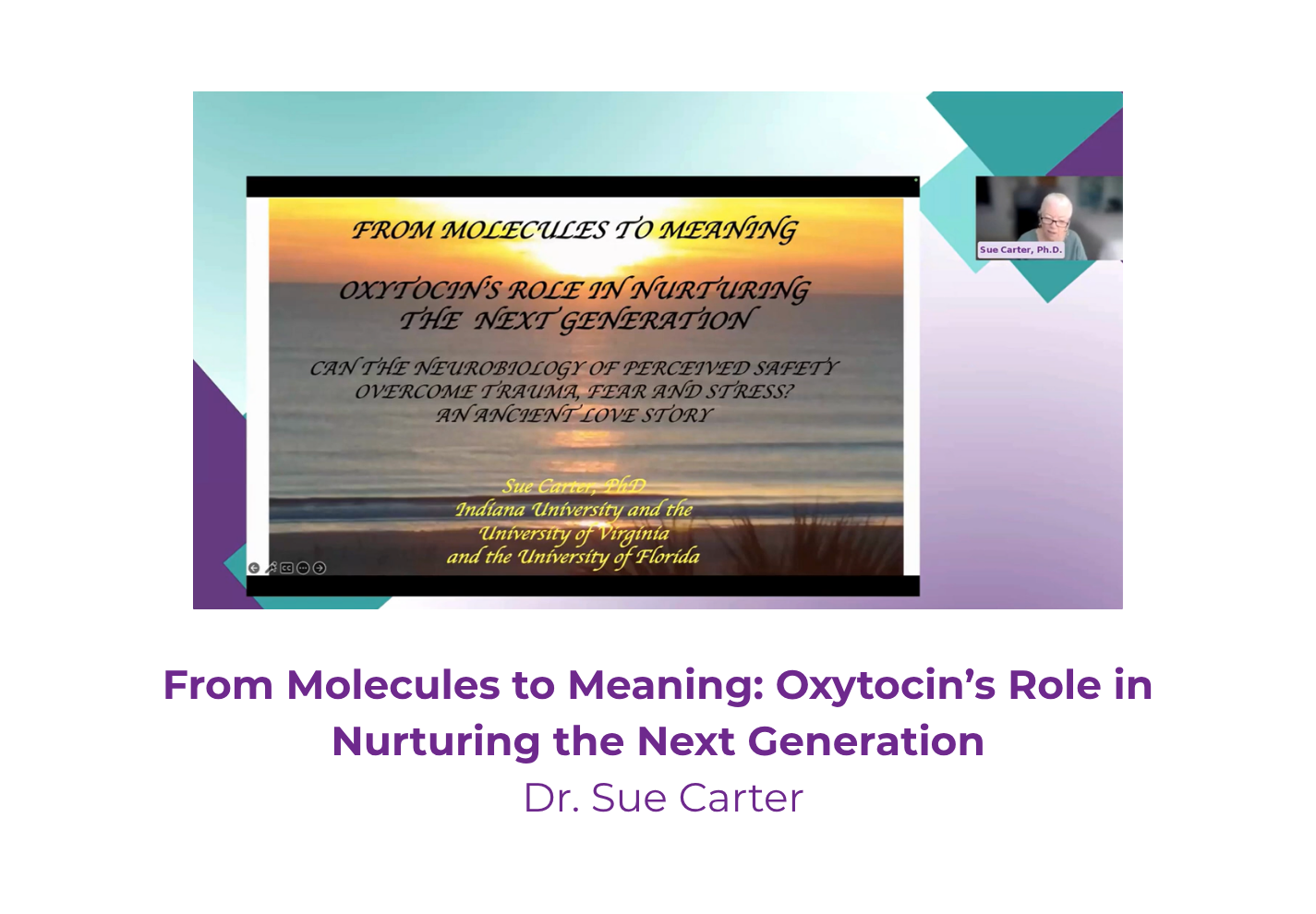 From Molecules to Meaning: Oxytocin’s Role in Nurturing the Next Generation - Dr. Sue Carter