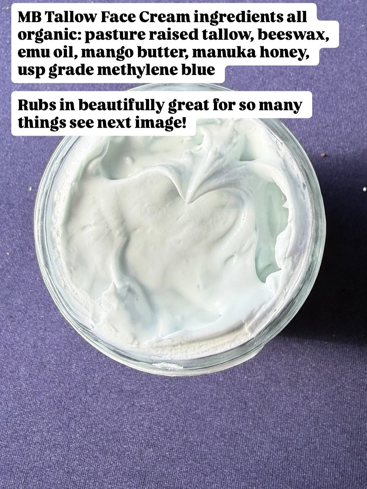 Tallow creams can be personalized for you as well with different oils! Contact me with any questions! Order form in bio or here: https://forms.gle/pwyj1qgbYHCEF63B6