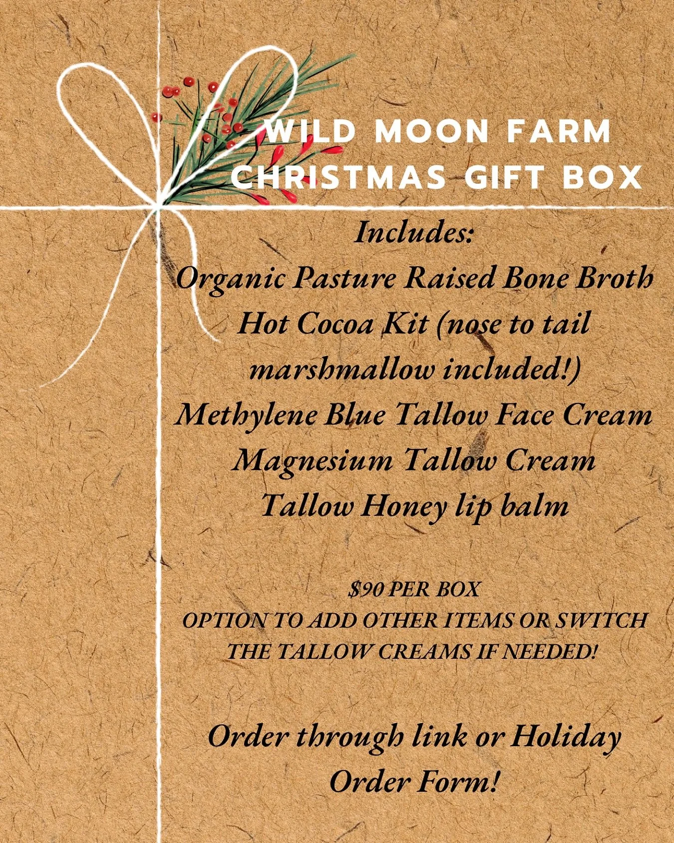 Our Christmas box has arrived! If you want to add anything you can like candles, elderberry syrup etc! Get orders in early, limited boxes available! Order in bio or here: https://forms.gle/X2tf4o2gAEsGPQhg8