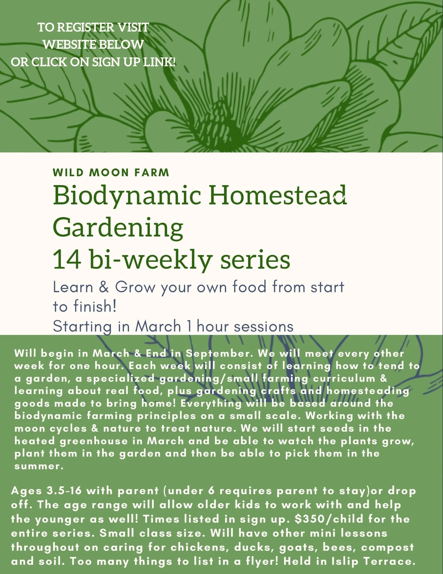 If you want to join us this spring to fall for our biodynamic gardening &amp; little homesteaders combination series sign up now!! Especially if you need to do a payment plan!! Always feel free to reach out with questions!