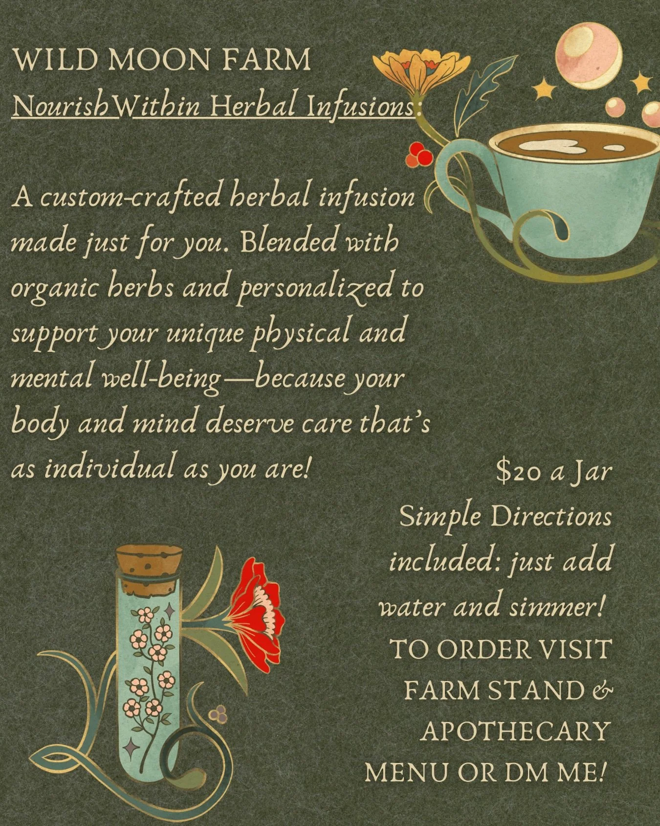 Looking for an herbal infusion or tea that is unique to your needs? Made with the highest quality organic herbs and soon to be home grown ones (some may be already!) visit the order form in bio, website or here: https://forms.gle/n1cgcPeF8CrBDYVi9 an