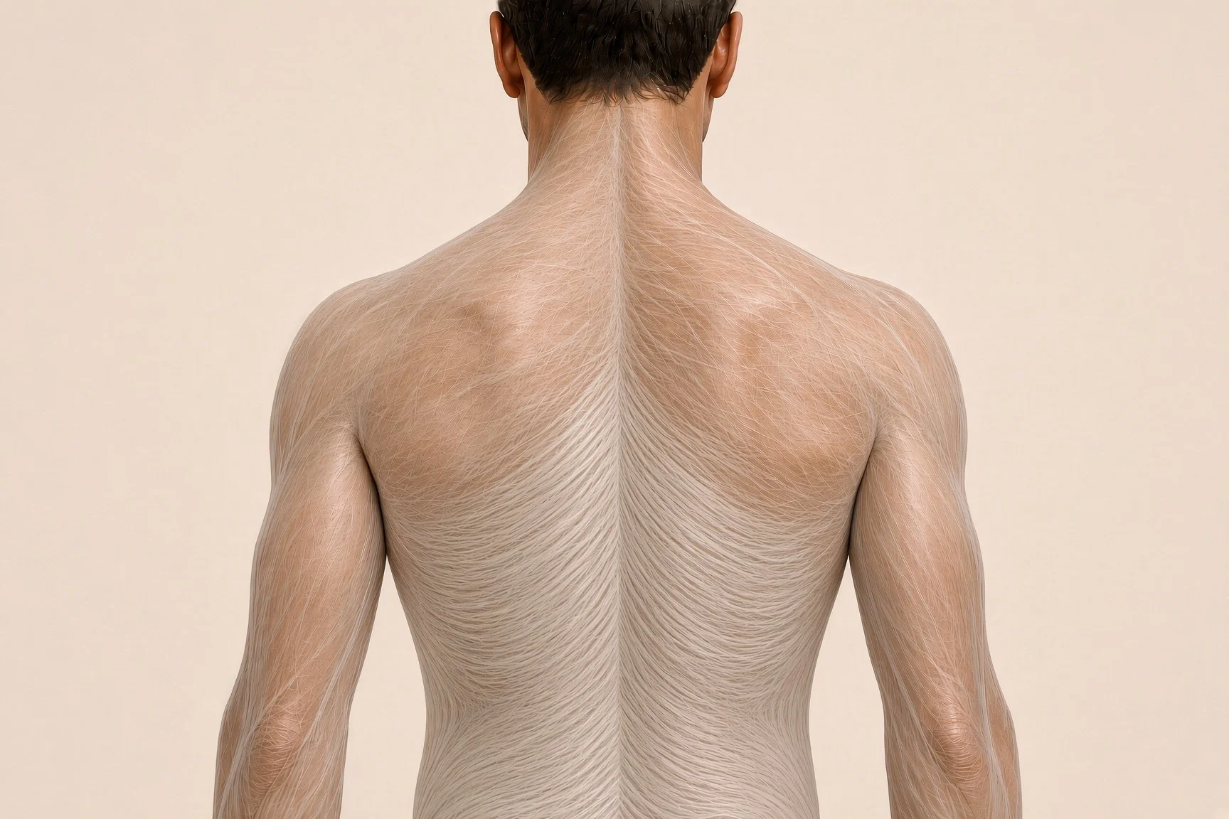 Anatomical illustration showing fascia beneath the skin