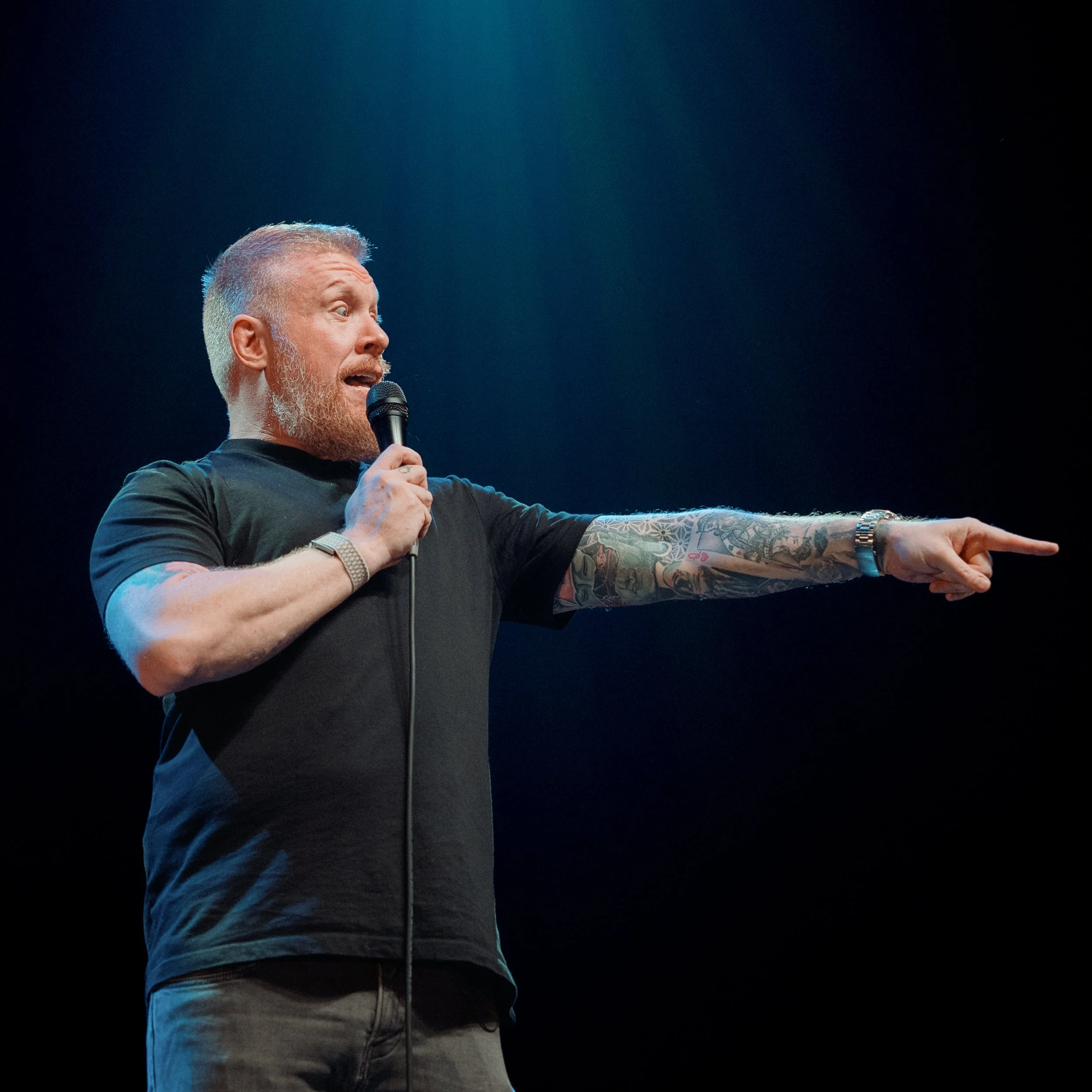 Comedian Paul Smith at his O2 show, making people laugh and enjoying a night out at the arena.