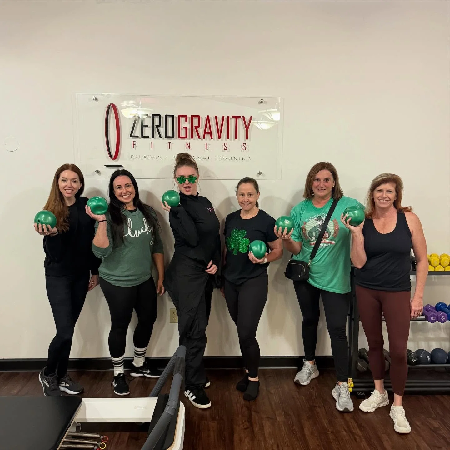 Happy St. Patrick&rsquo;s Day from all of us at ZGF! Our morning crew brought the luck and the energy 🍀 We can&rsquo;t wait to see everyone tonight&mdash;don&rsquo;t forget to wear your green!💚 #zgf #pilates #strong #zerogravityfitness #luck