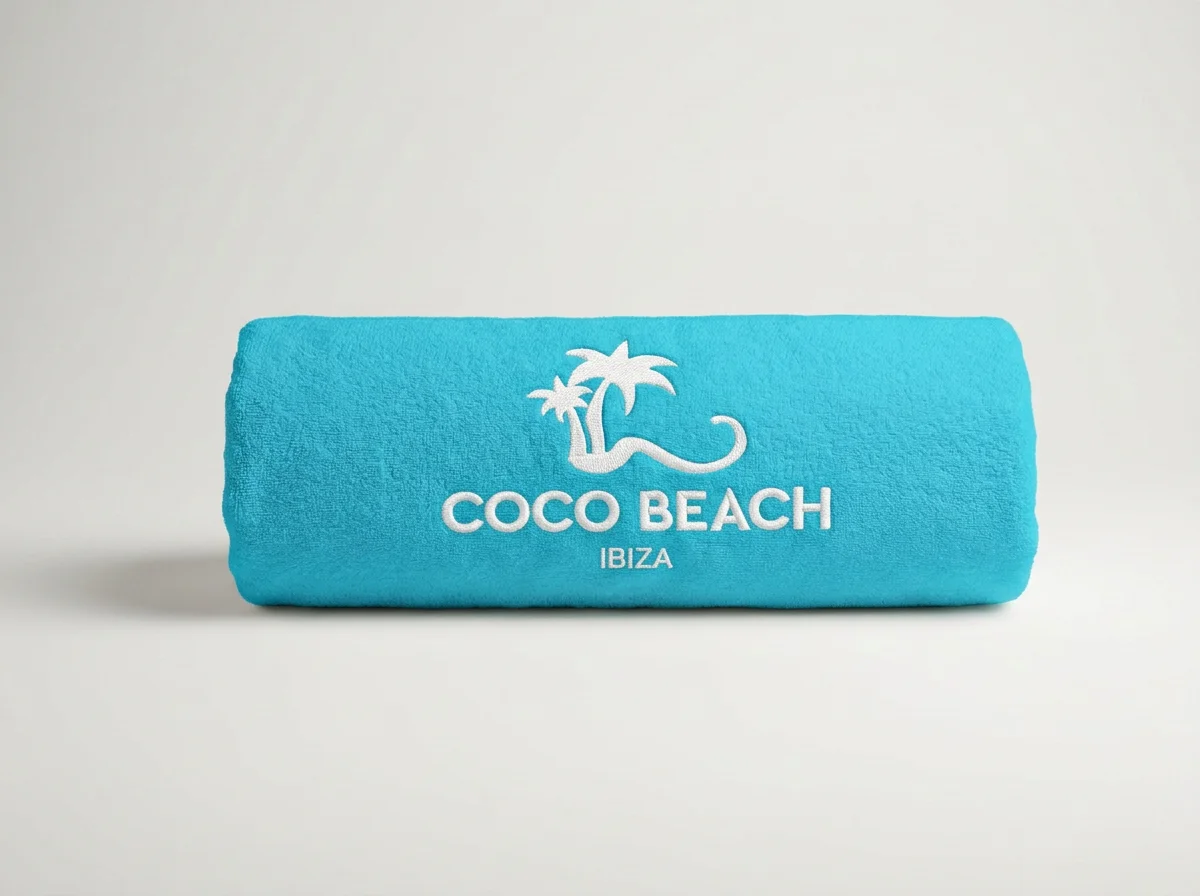 Turquoise Coco Beach Towel with White Logo