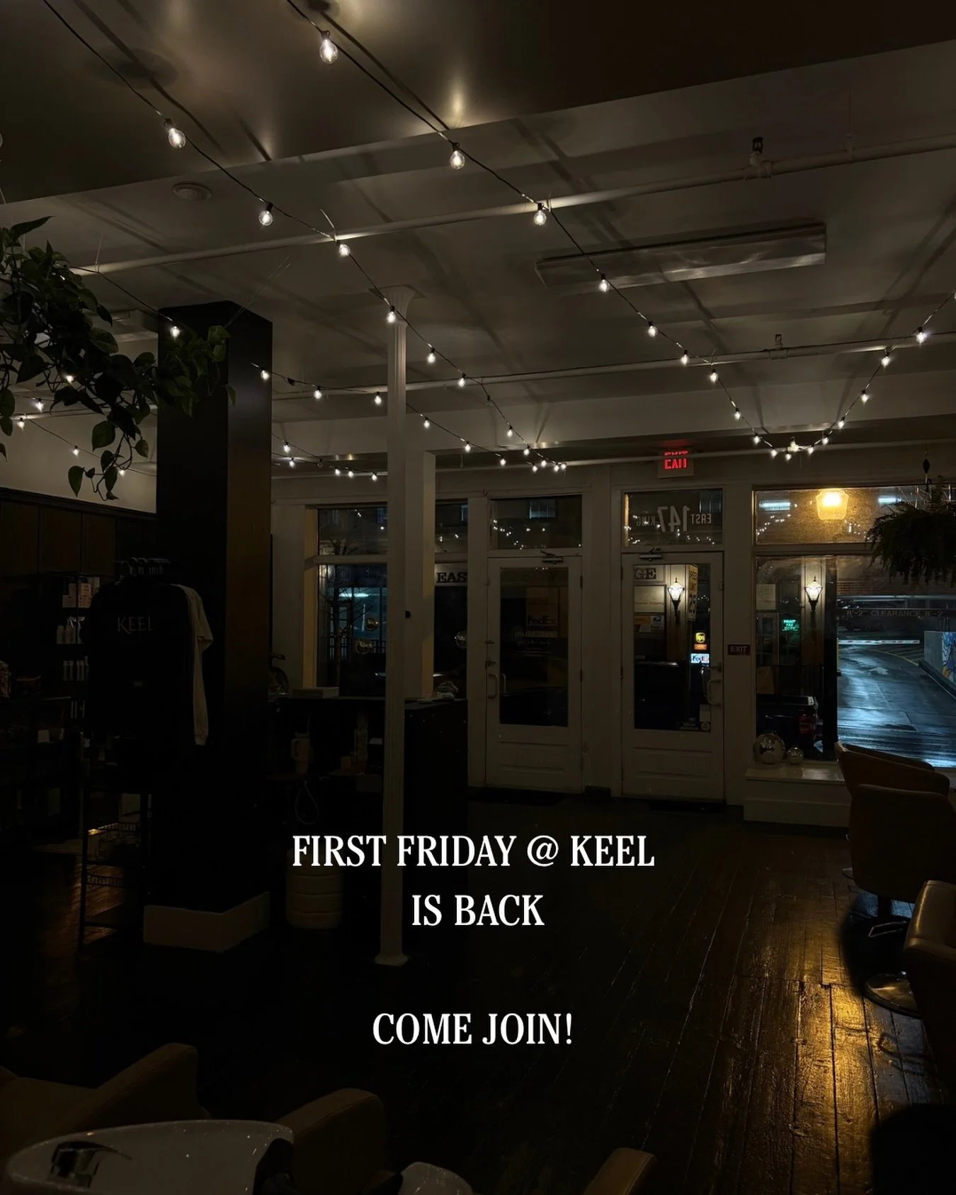 First Fridays are back at Keel.
Longer days, open doors, and a space that&rsquo;s always here for you.

The fridge is stocked&mdash;come settle in.

Outside vendors returning soon. Stay tuned.