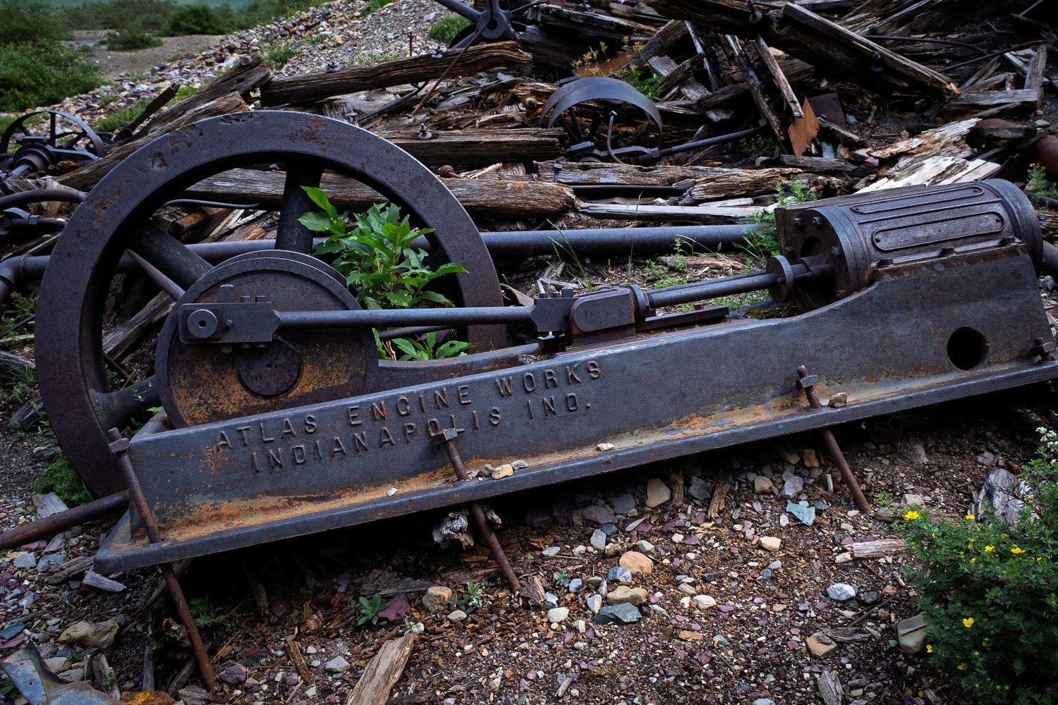 Abandoned mine equipment, Cracker Lake.jpg