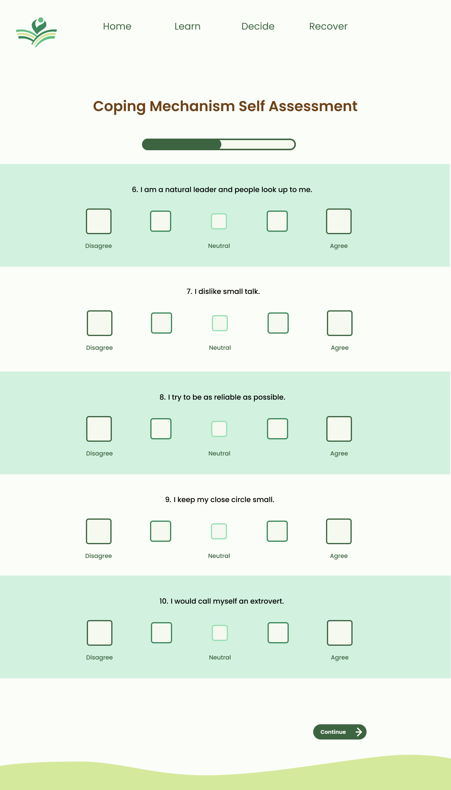 Page two of the personality typing quiz.