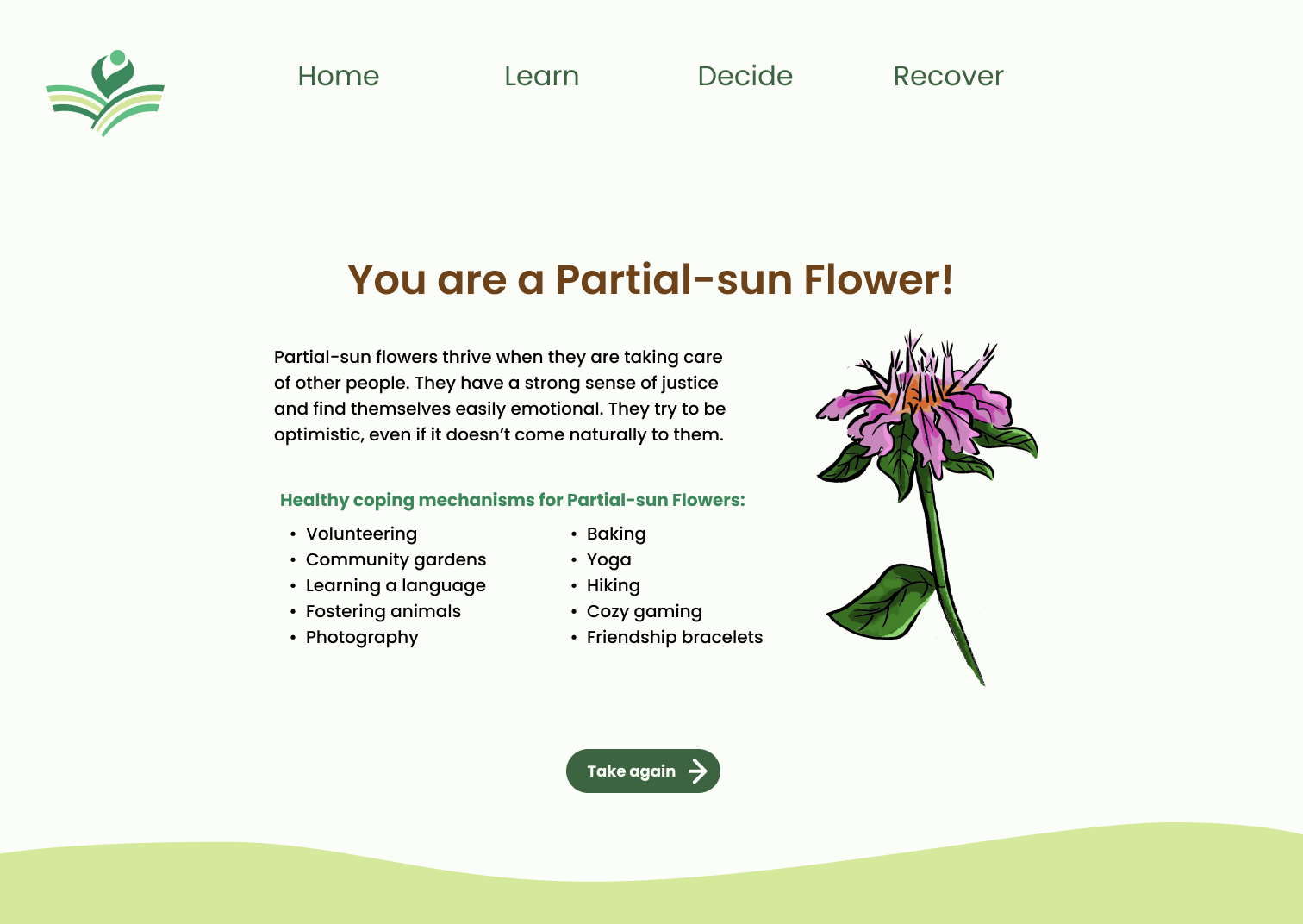 Partial-sun flower result.