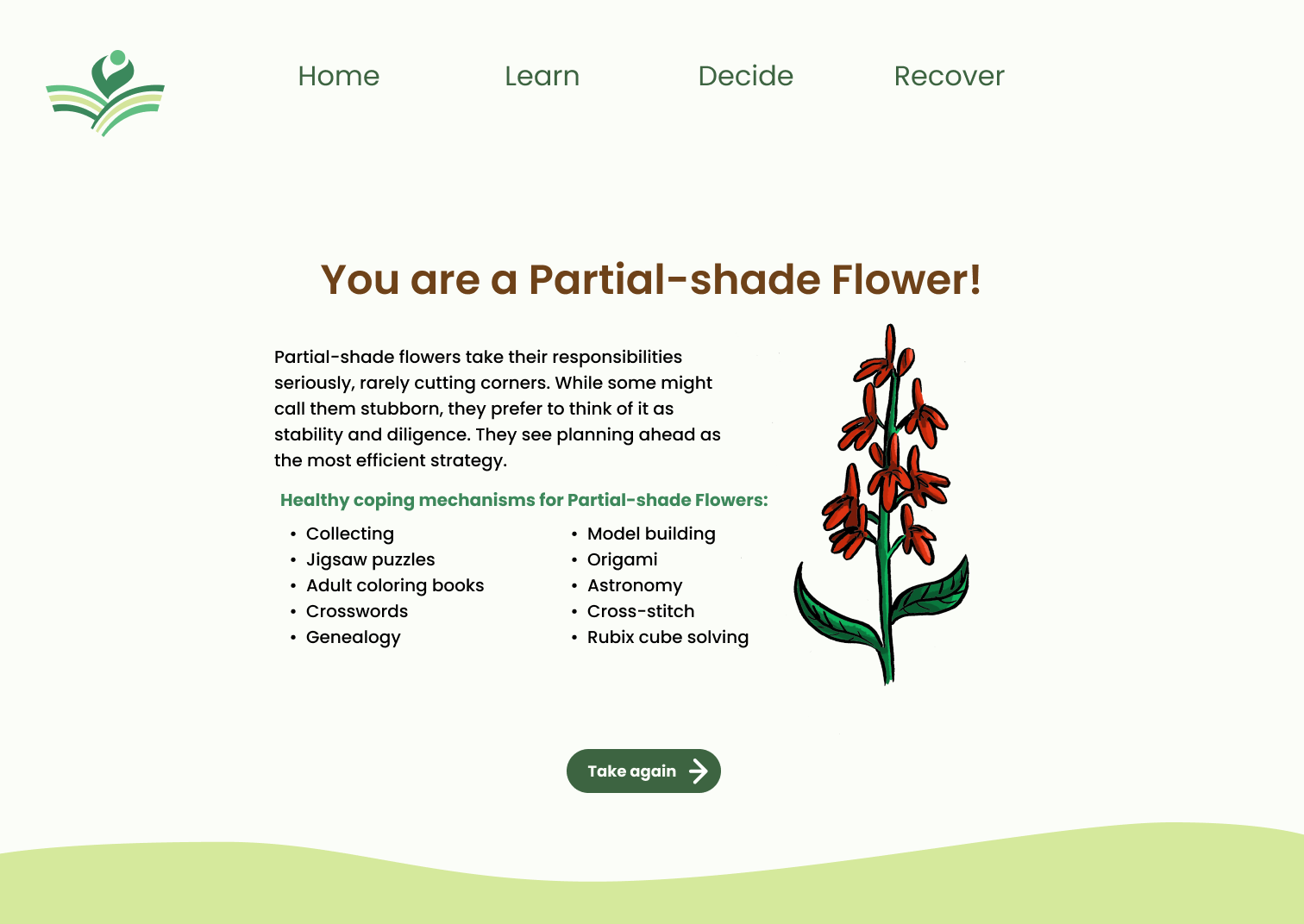 Partial-shade flower result.