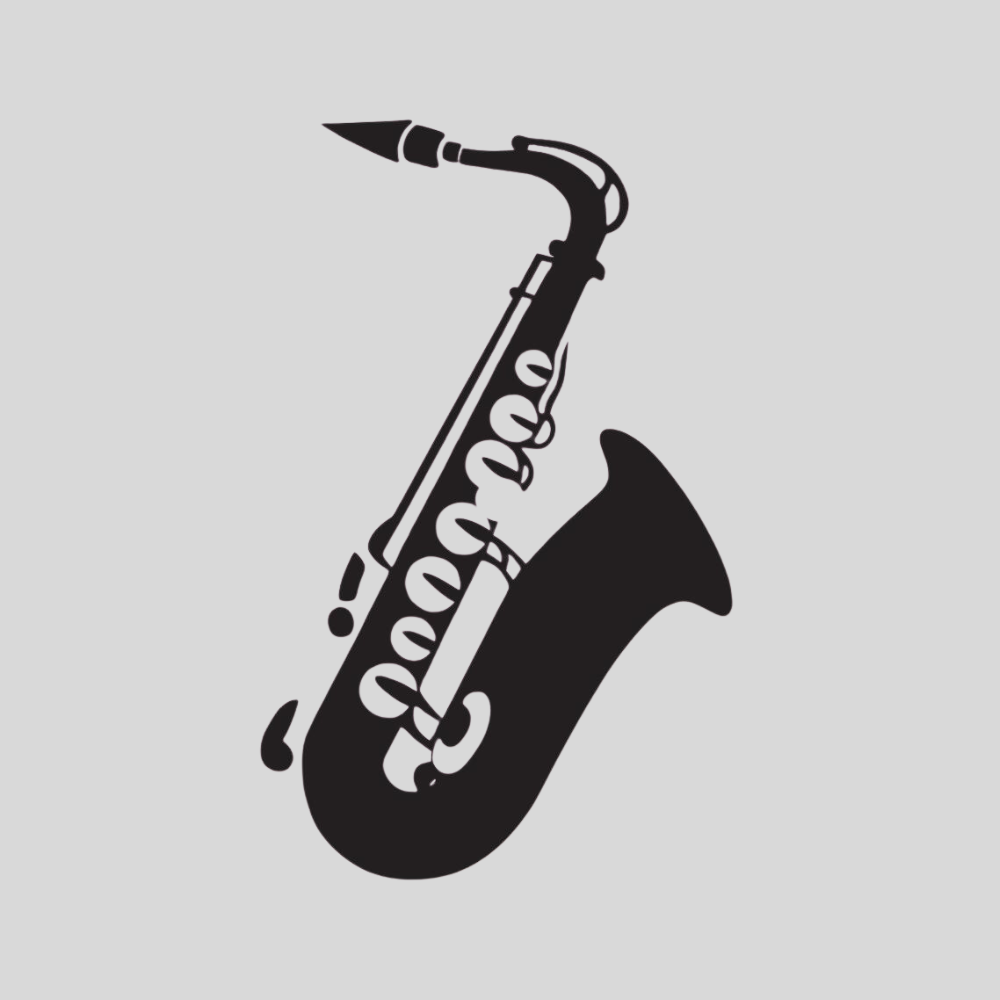Joe from Engage Entertainment in black suit playing a saxophone at a dimly lit event.