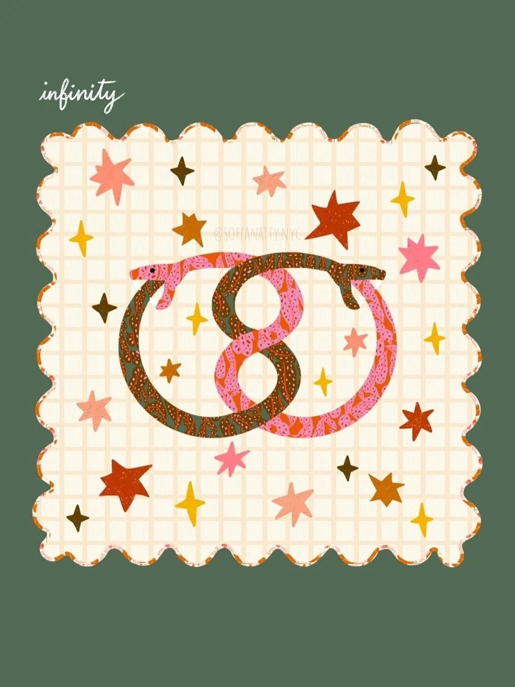 #MockItUpFriday | infinity: Ouroboros,
stars, and infinity loops 🐍✨♾️ will I ever actually make it? 🤷&zwj;♀️

Featuring @rubystarsociety &lsquo;Calathea&rsquo; collaborative collection + &lsquo;Reimagined Landscapes&rsquo; by jenhewett +
&lsquo;Spe