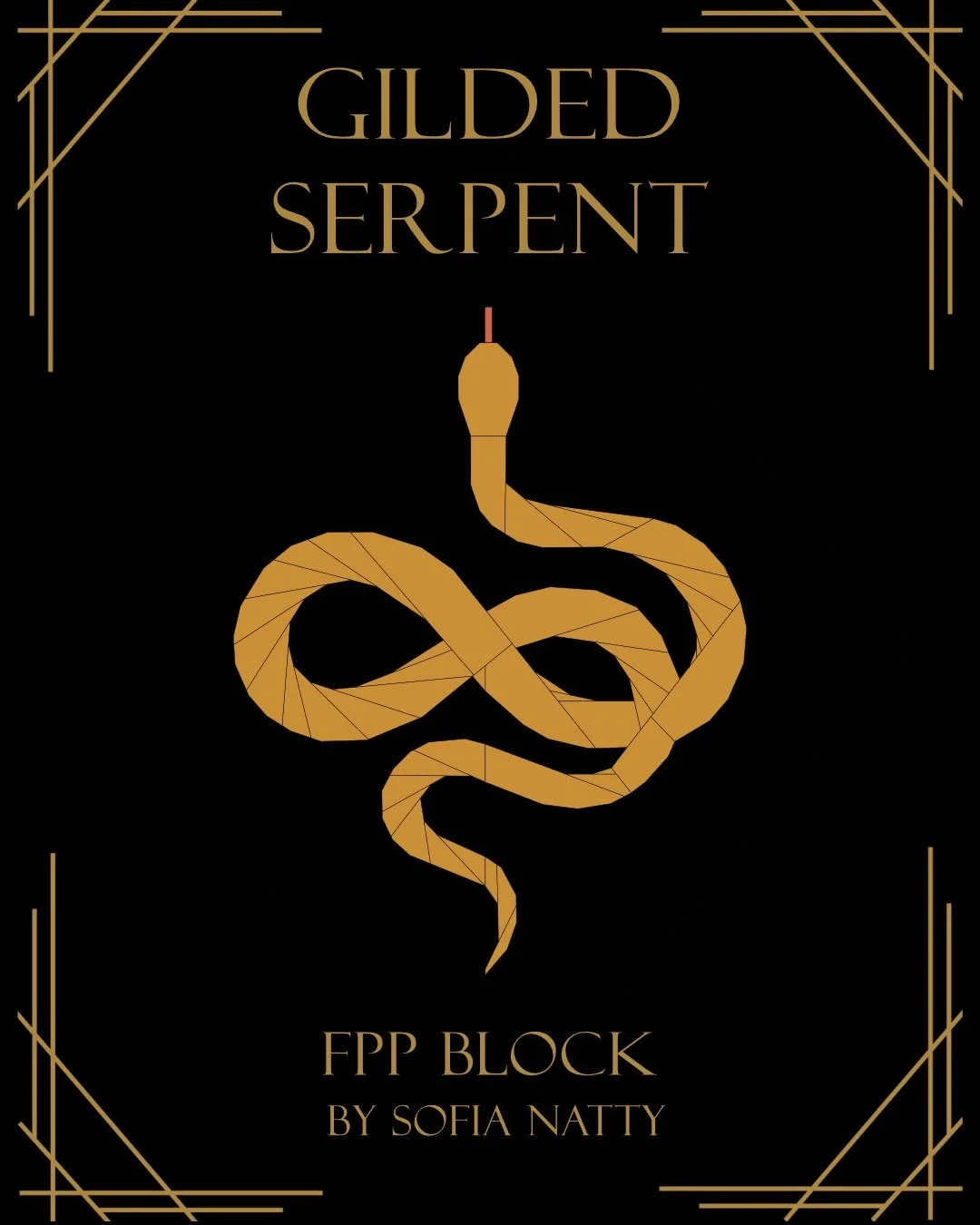 Meet the Gilded Serpent, my block for The Grimoire Quilt Sampler! 🐍  Get 13 fantasy-inspired blocks + a beautiful deco FPP frame through the link in my bio (affiliate) 🖤 + take 10% off until midnight EST tonight. Hsss&hellip;  ✨ I&rsquo;ll be shari