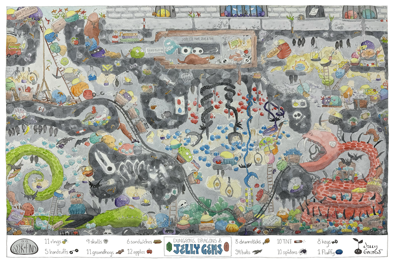 Dungeons, Dragons & Jelly Gems - A Jelly Garden Seek & Find Adventure by Erica Christensen
