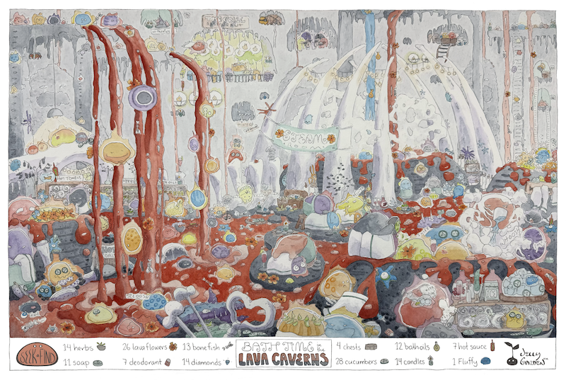 Bath Time in the Lava Caverns - A Jelly Garden Seek & Find Adventure by Erica Christensen
