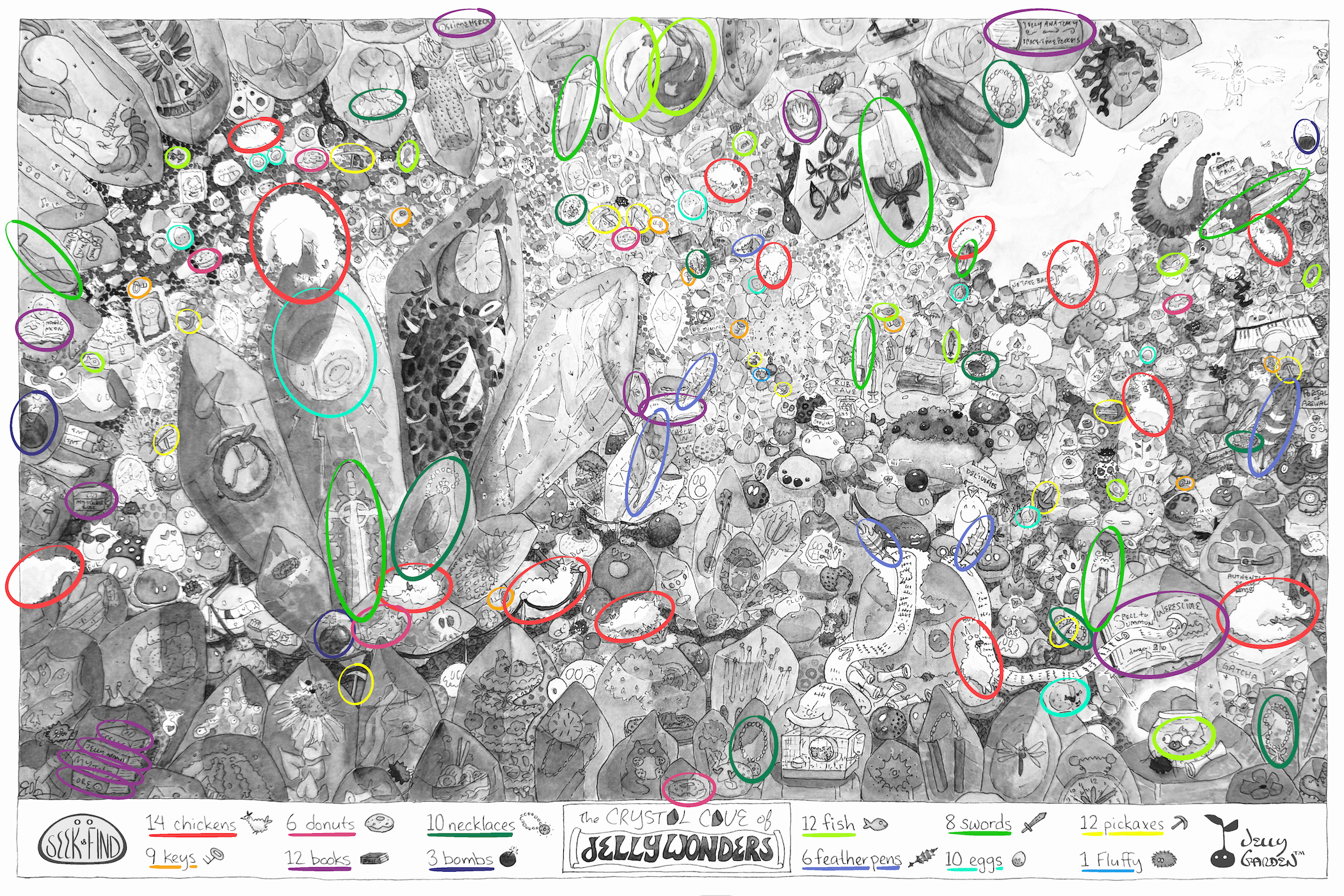 Answer Key for The Crystal Cave of Jelly Wonders - A Jelly Garden Seek & Find Adventure by Erica Christensen