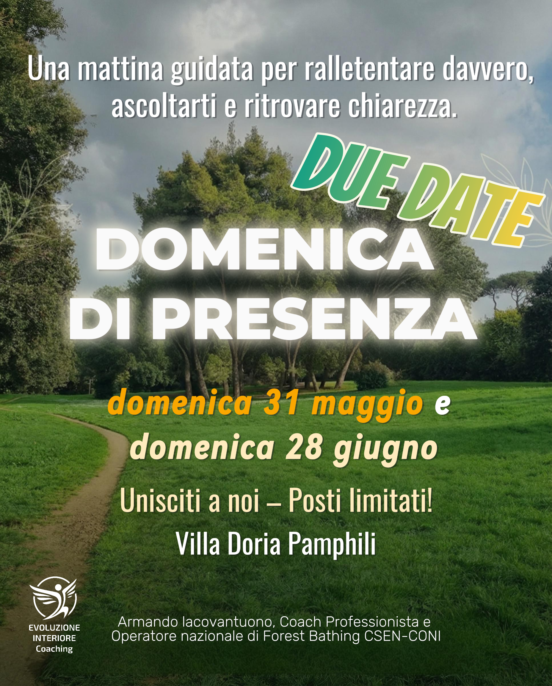 Esperienza Villa Pamphili · 2 incontri | 31 Maggio e 28 giugno