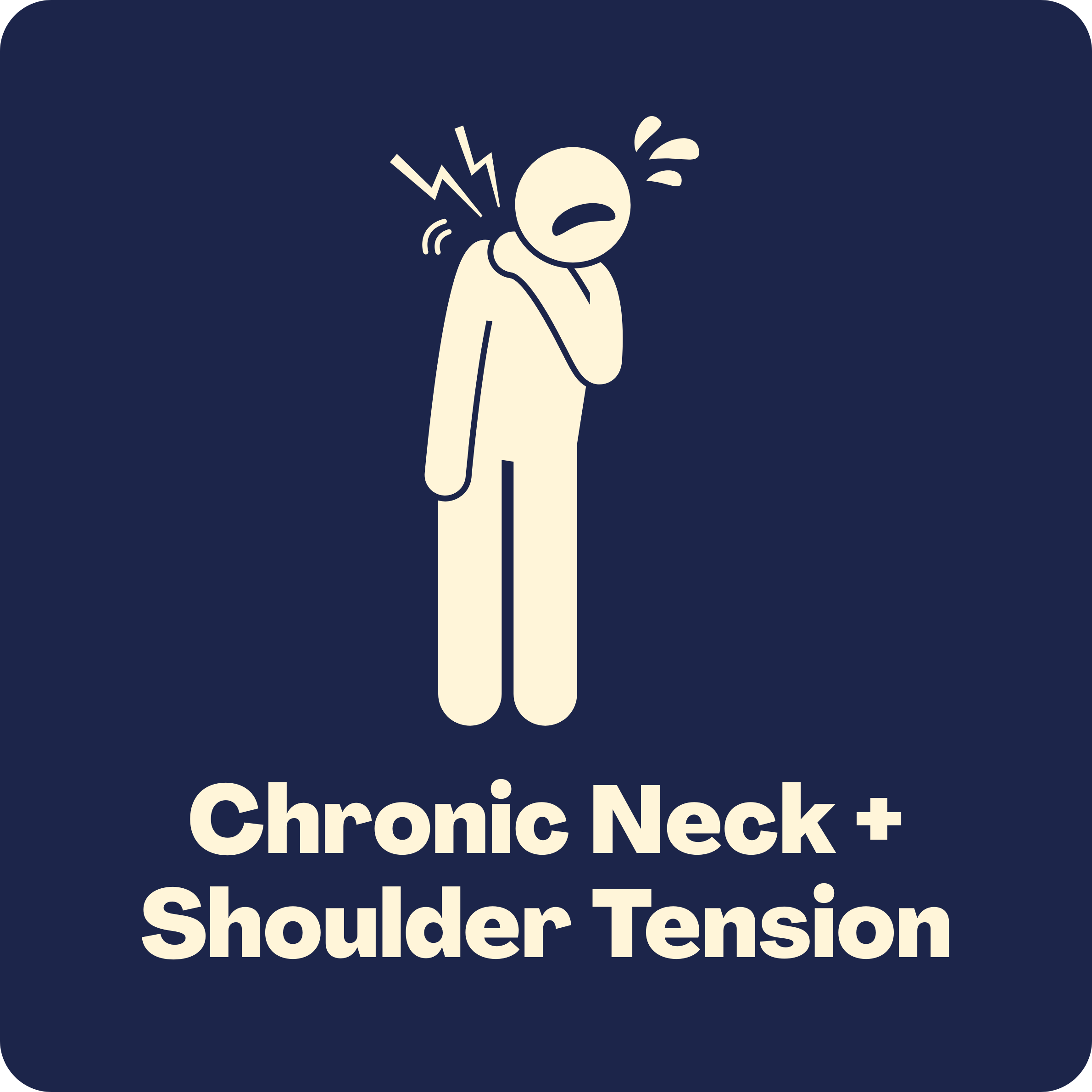 That constant tightness from stress, desk work, or carrying too much for too long.