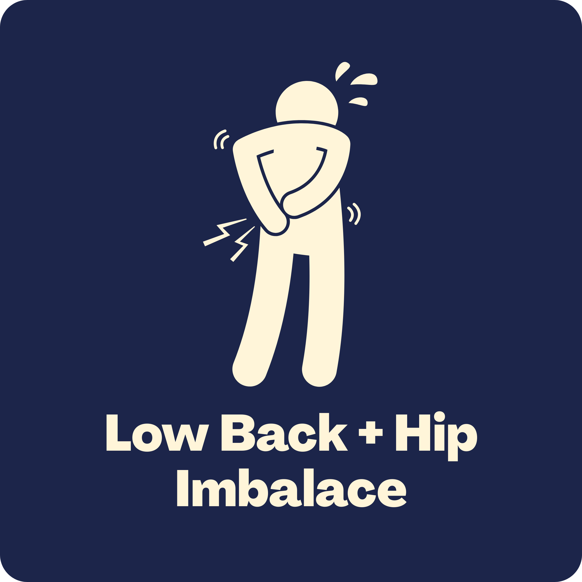 Stiffness that flares with sitting, lifting, or old injuries.