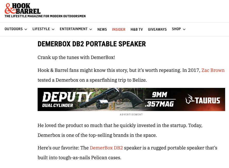 DemerBox coverage in Hook & Barrel Magazine