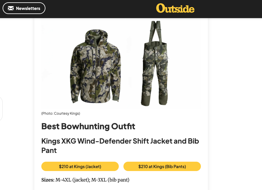 King's Camo coverage from Outside Online