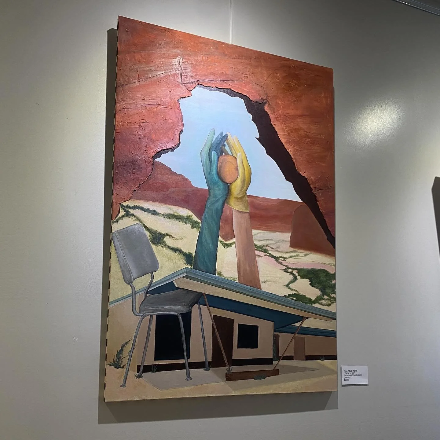 &lsquo;Stay a while&rsquo; 24x36(i think?) acrylic and spackle on canvas!
On view at twisted anchor in OS until October
Currently painting something new, maybe I&rsquo;ll share! 
&hearts;️&hearts;️