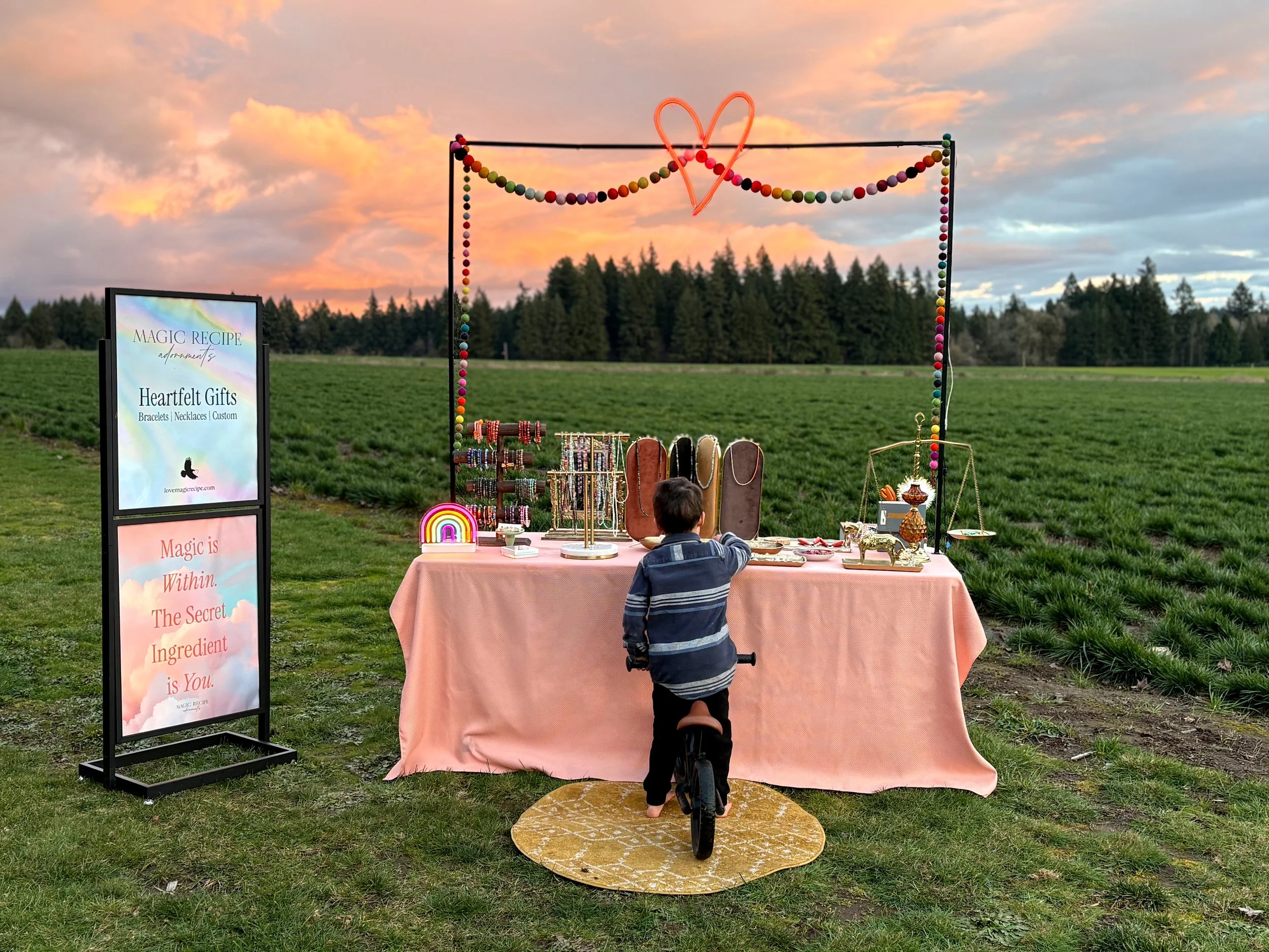 Garden Party set up display. As the clouds came out and matched, we stood together with full hearts, taking in the sweetness.